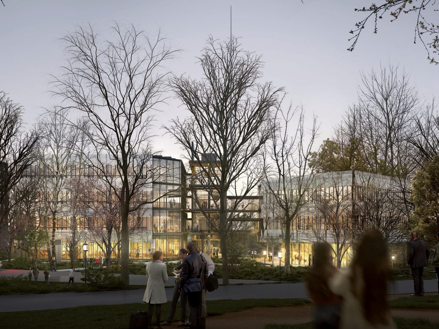 Exterior rendering of SNF Agora Institute