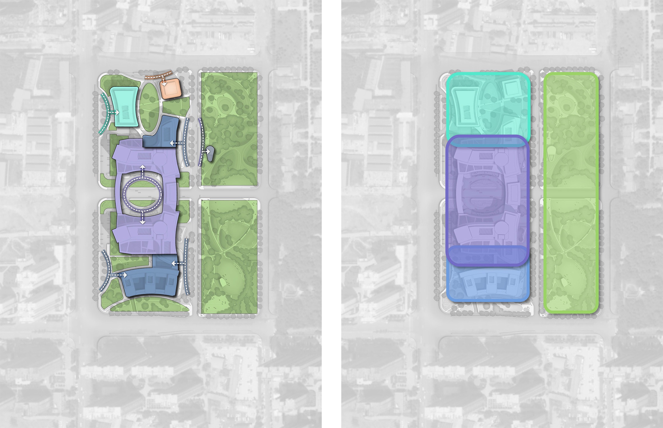 Open space and site zones for China Northwest International Medical Center Xi'an Hospital Master...