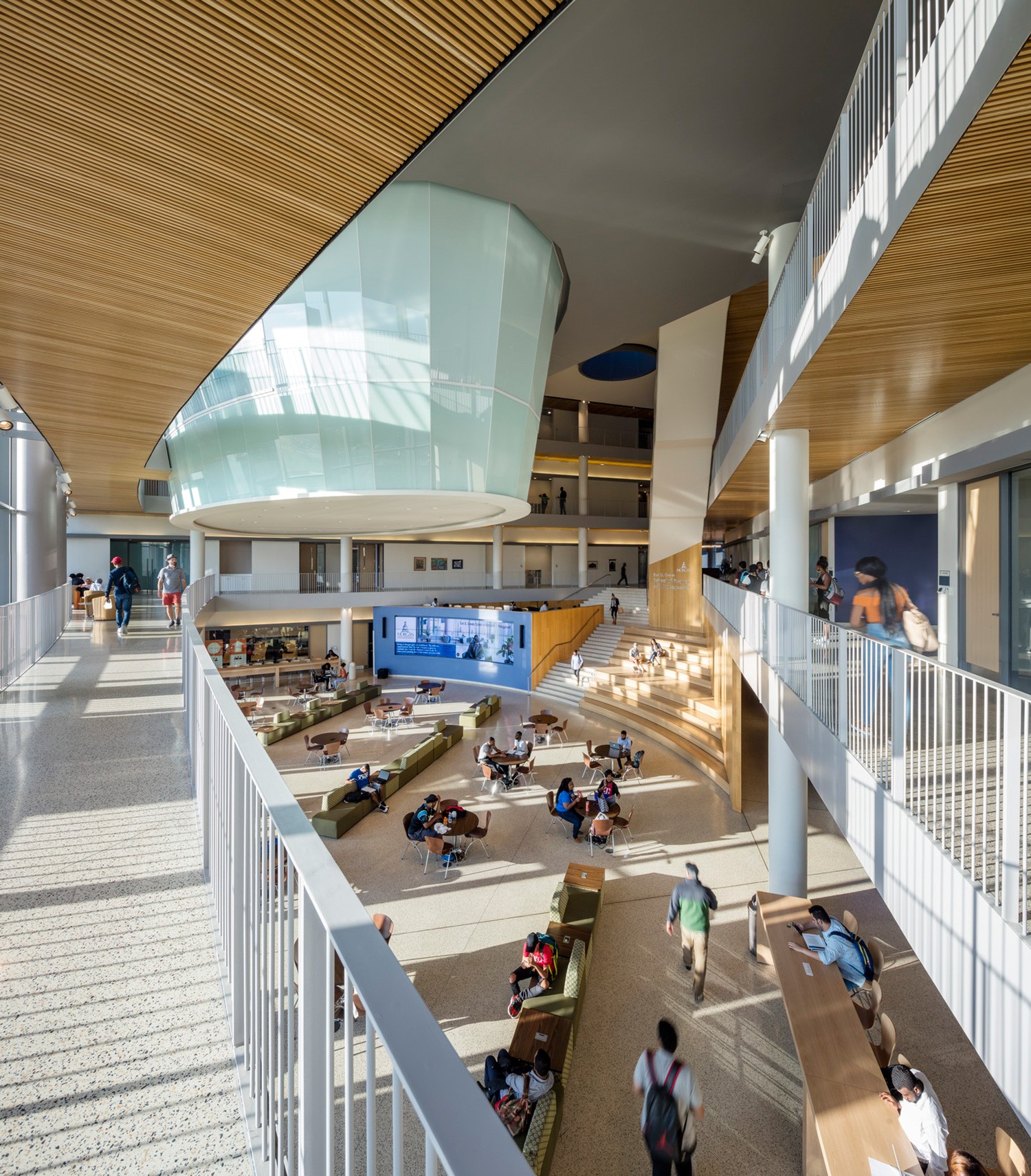Central atrium of the Morgan Business Center at Morgan State University