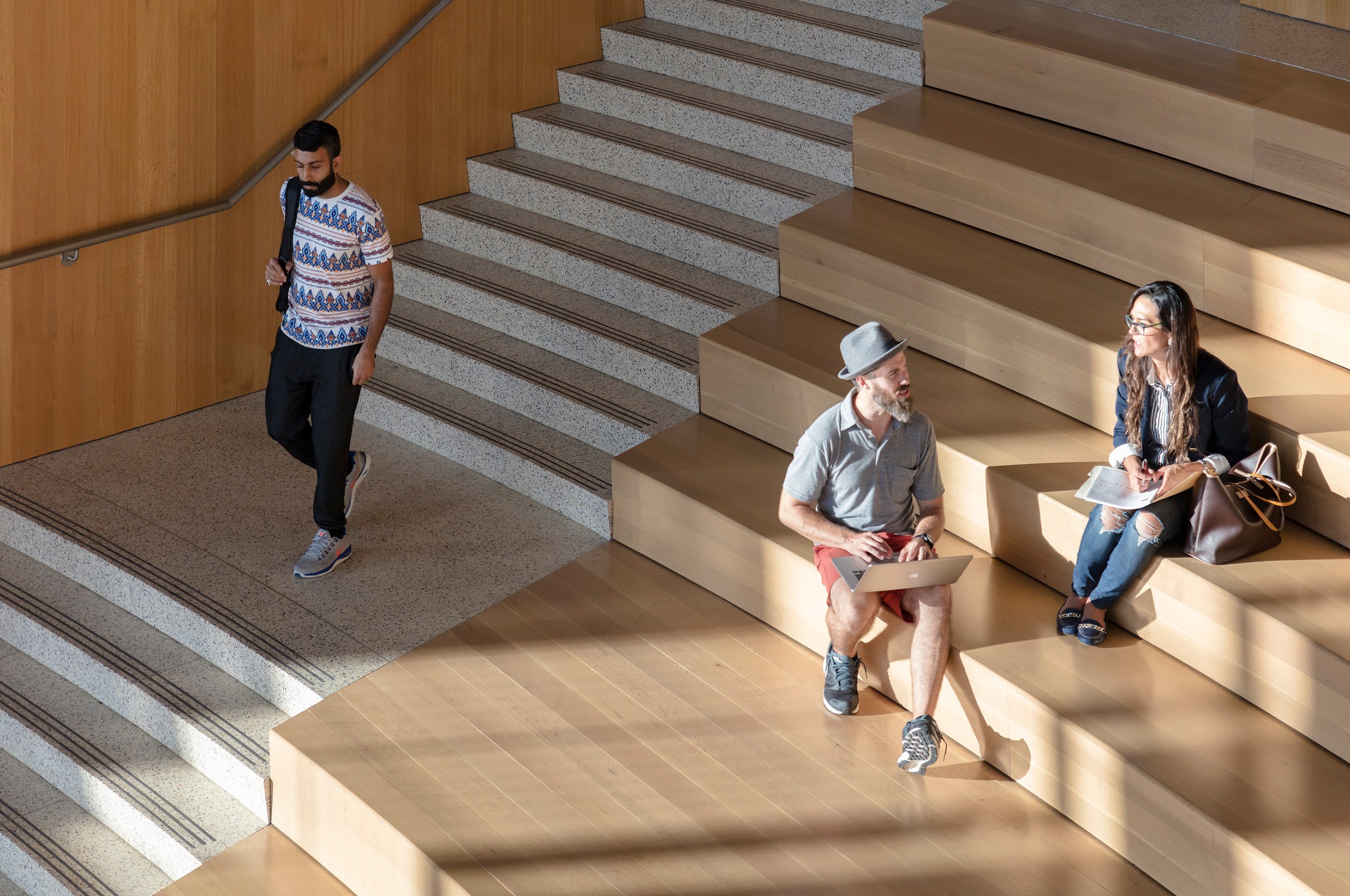 “Living stairs” in the central atrium of the Morgan Business Center at Morgan State University