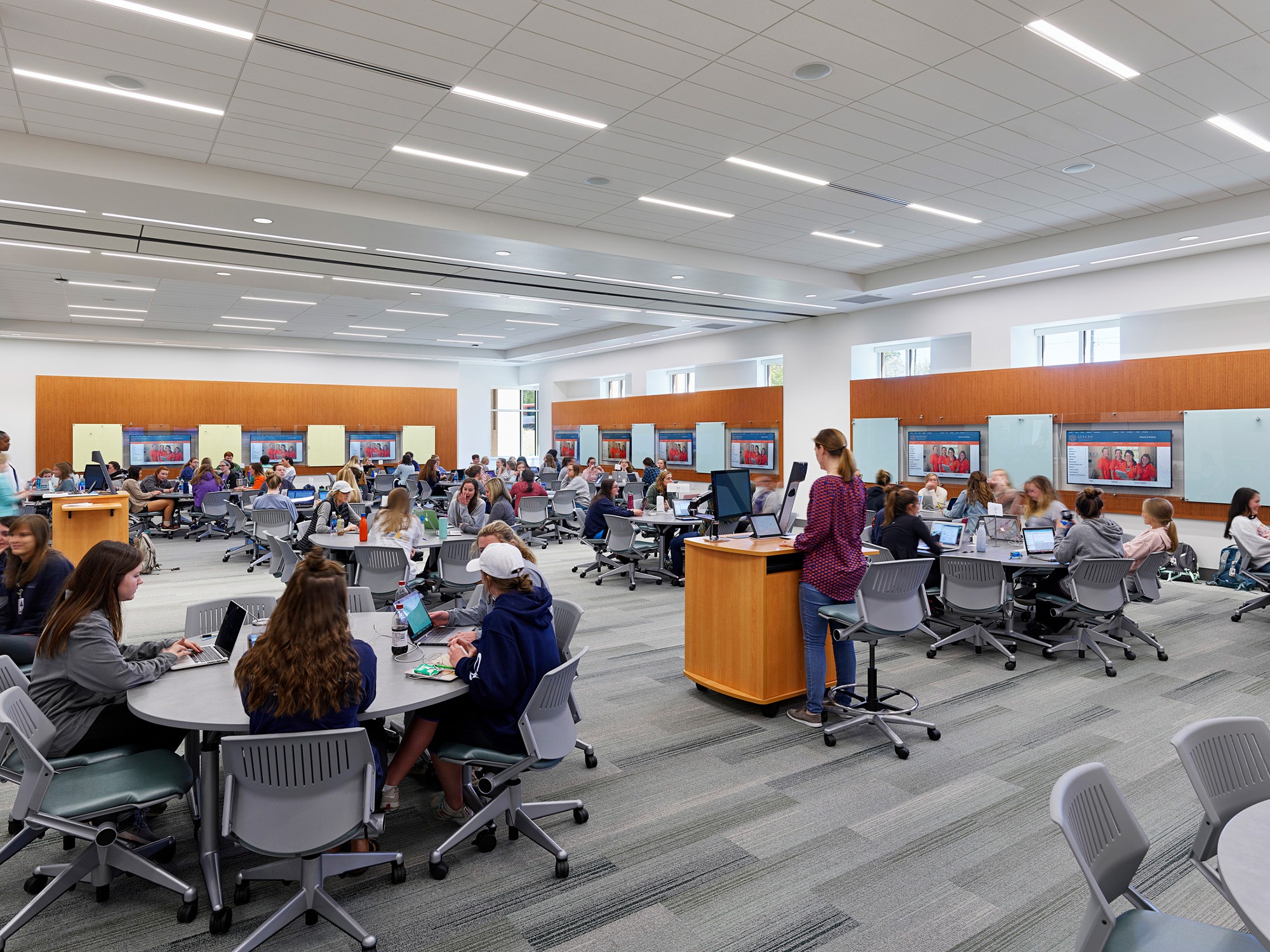 Technology-rich classroom used for a lecture-style format