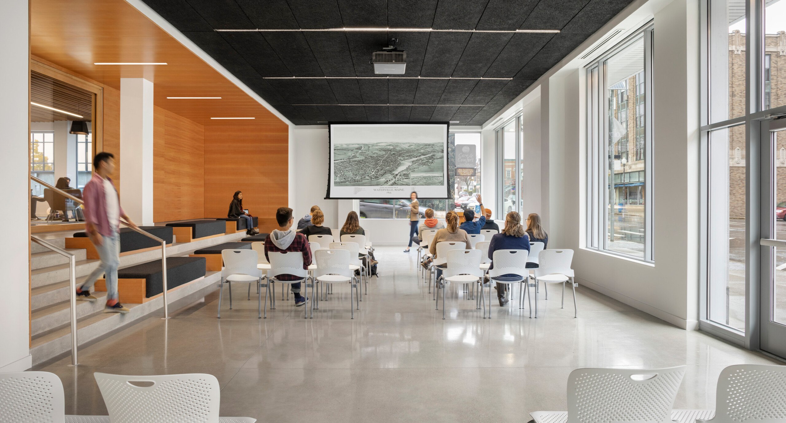 Public meeting space in Alfond Commons at Colby College