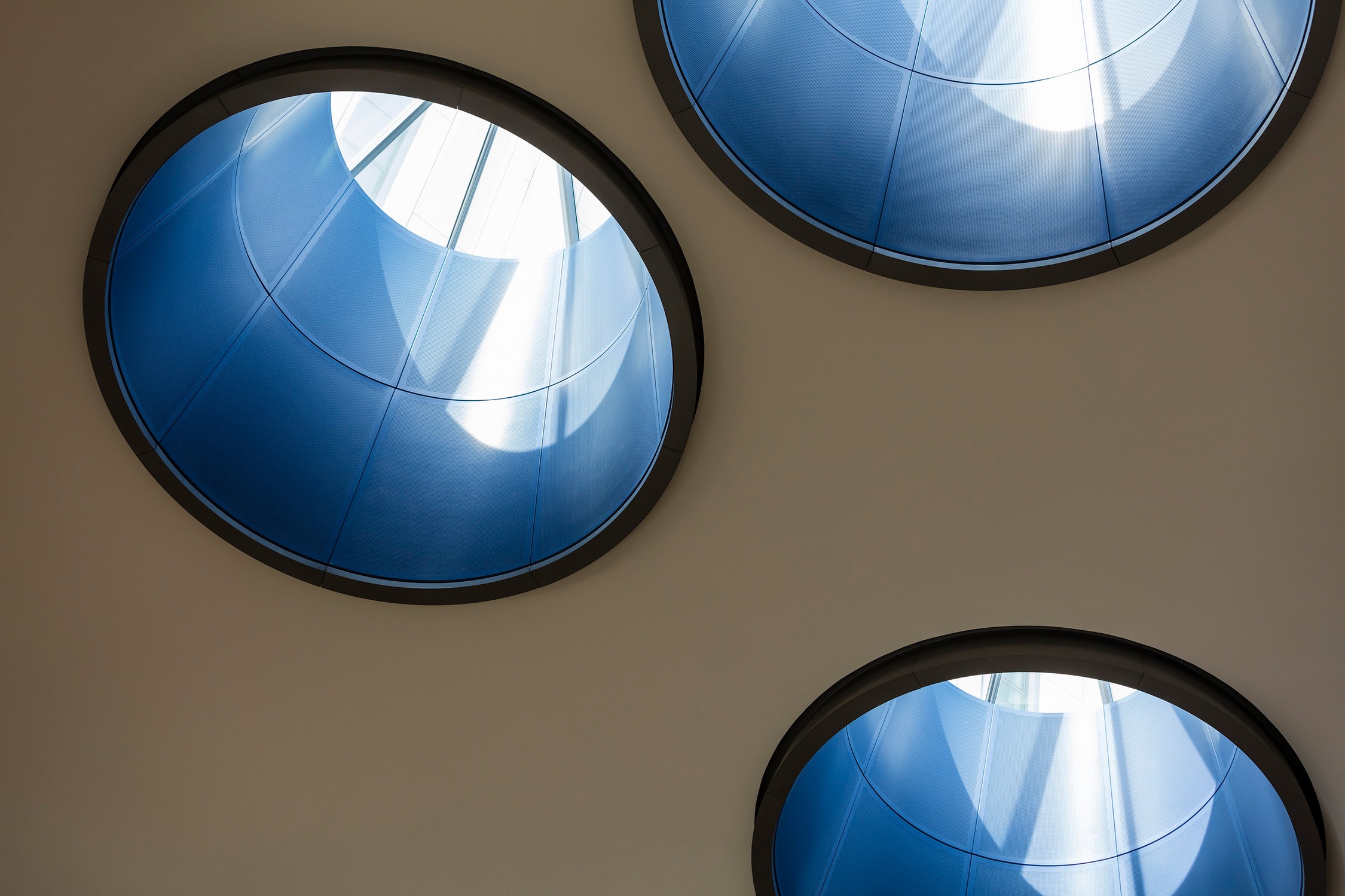 Trio of skylights in the atrium of the Morgan Business Center at Morgan State University