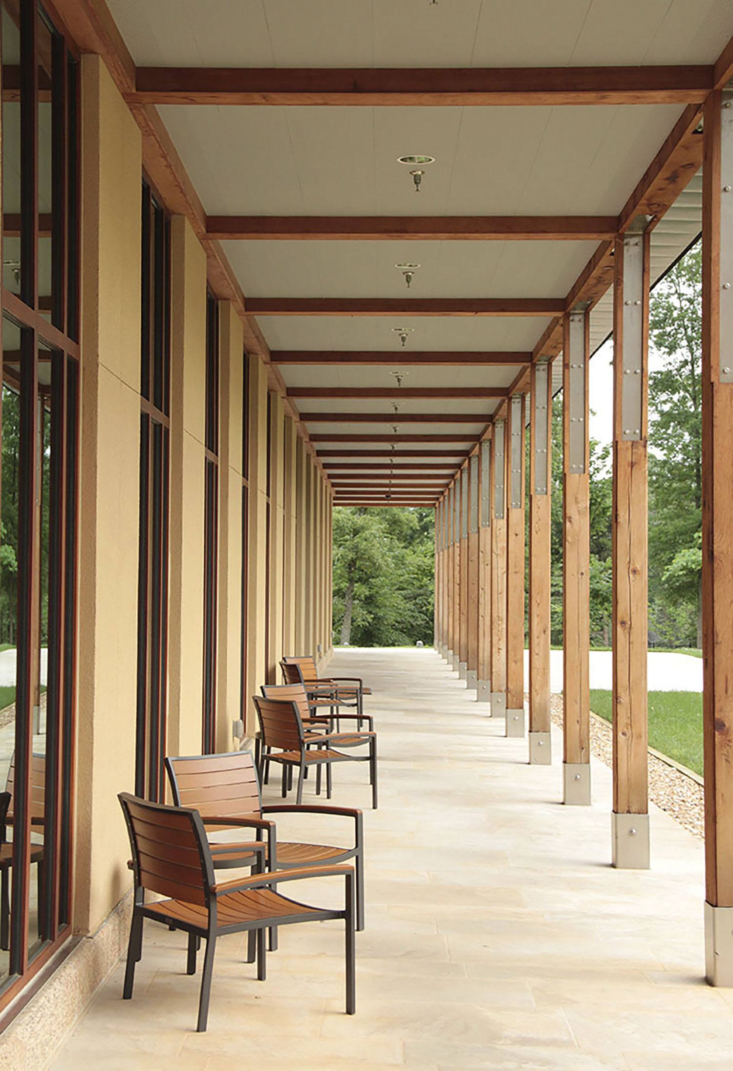 Porches overlooking the courtyard at the National Library for the Study of George Washington