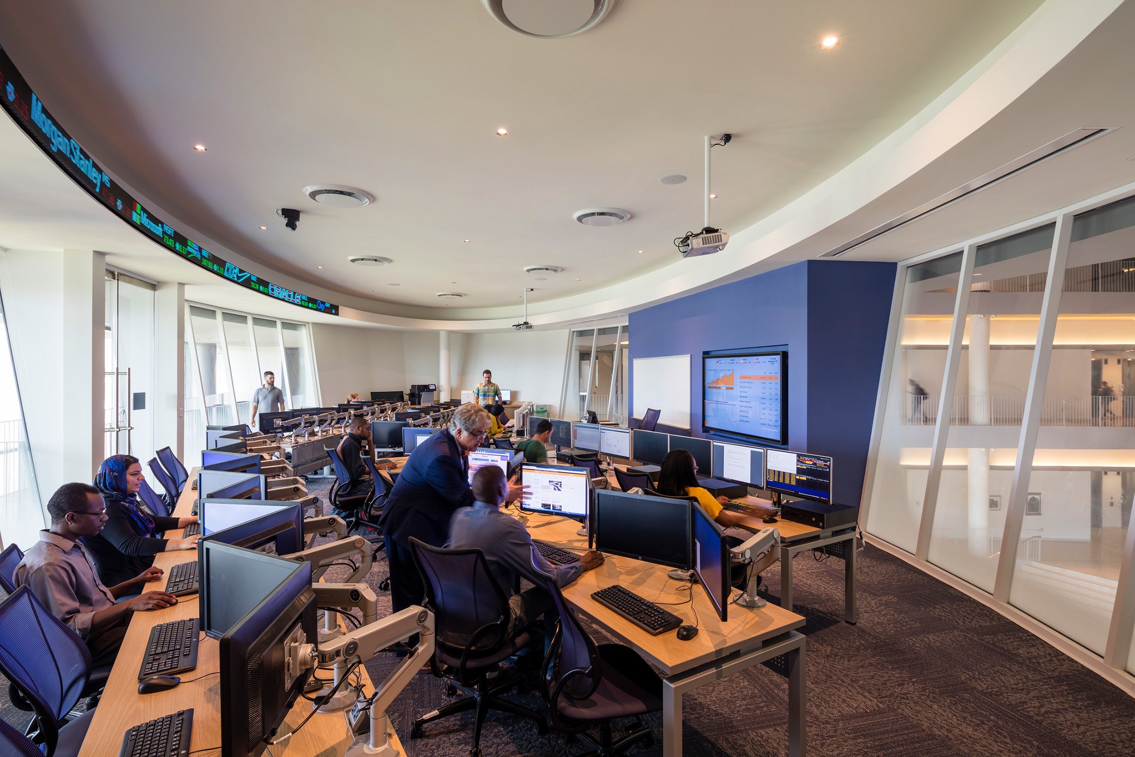 Trading lab at the Morgan Business Center at Morgan State University