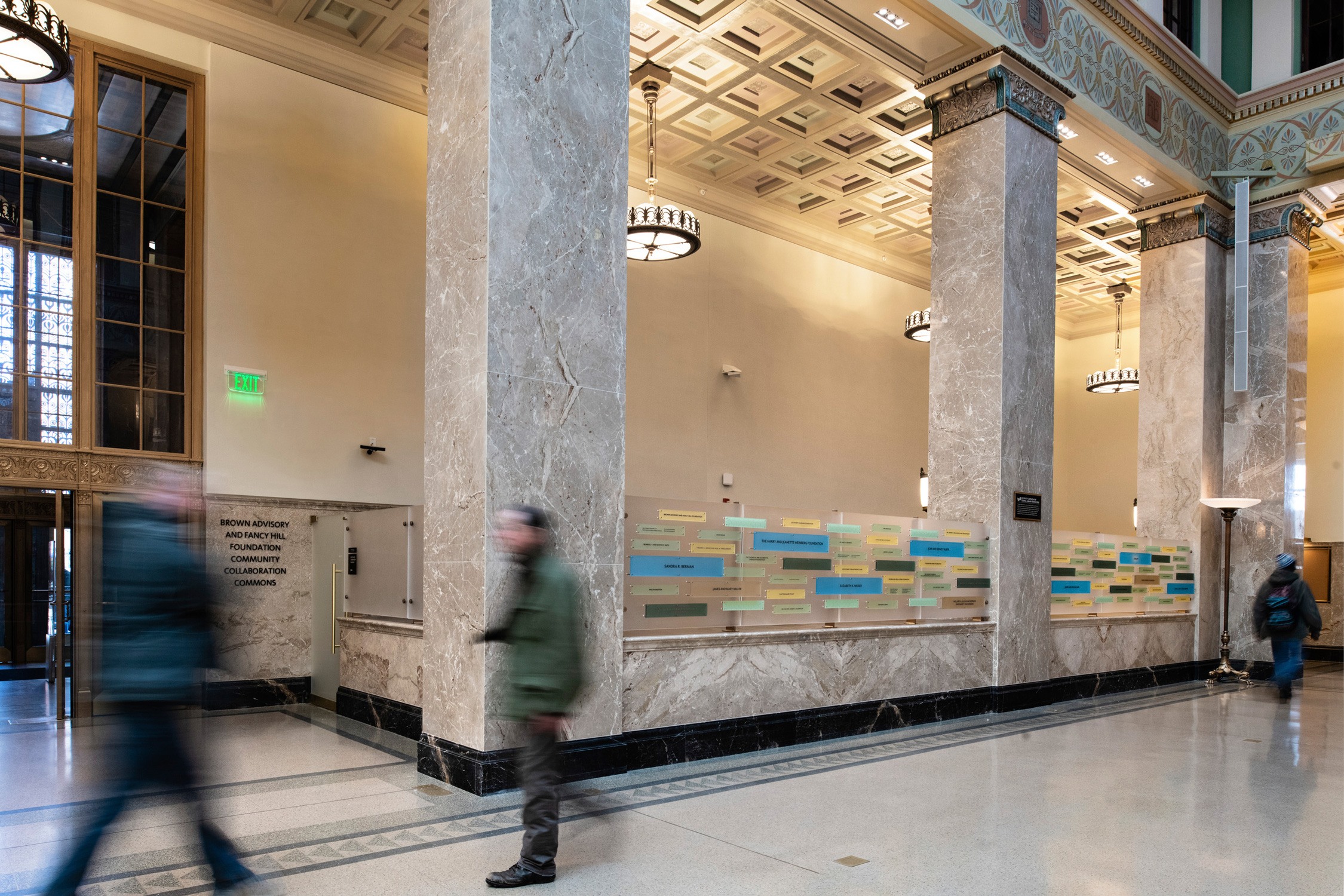 Donor signage in the Enoch Pratt Free Library Central Library