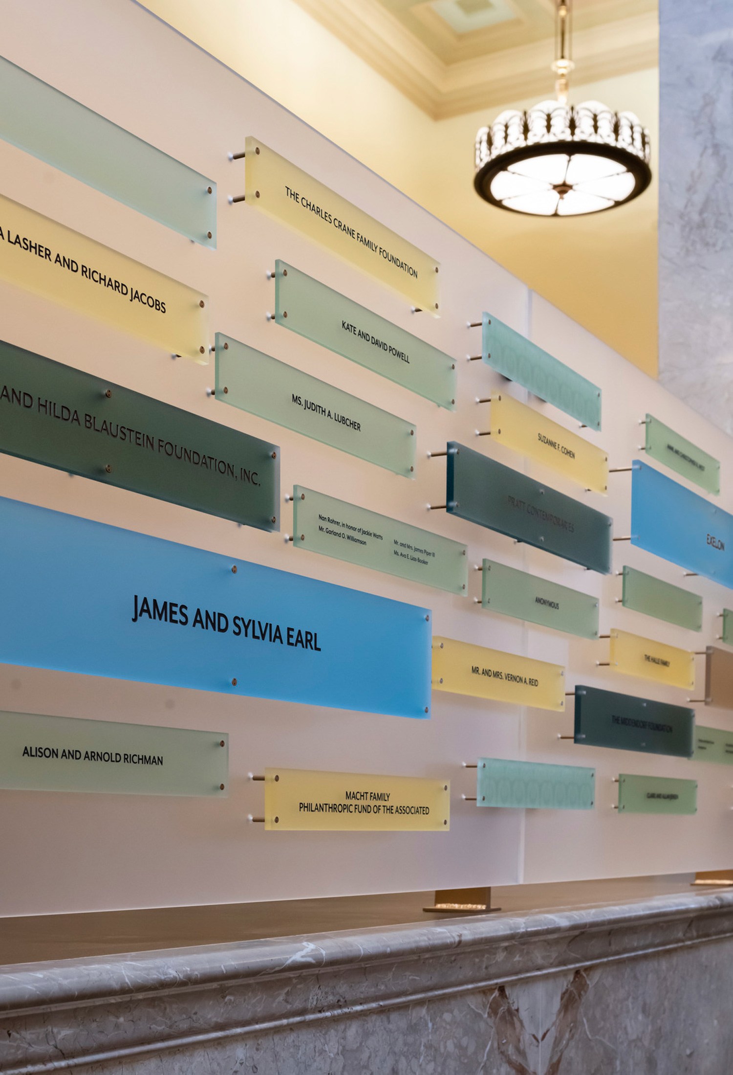 Donor signage in the Enoch Pratt Free Library Central Library