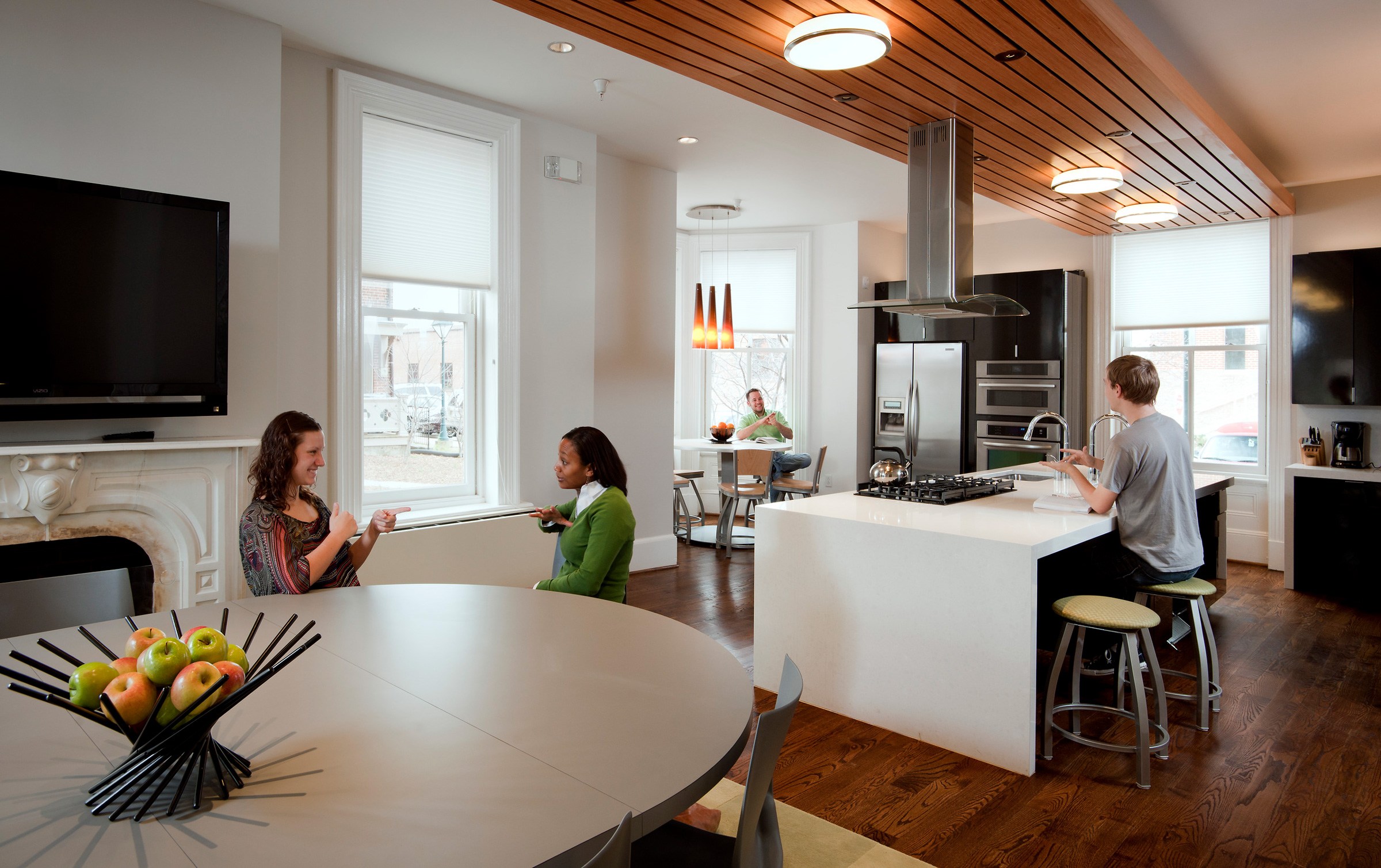 Kitchen and Dining Space in the Denison House Renovation at Gallaudet University