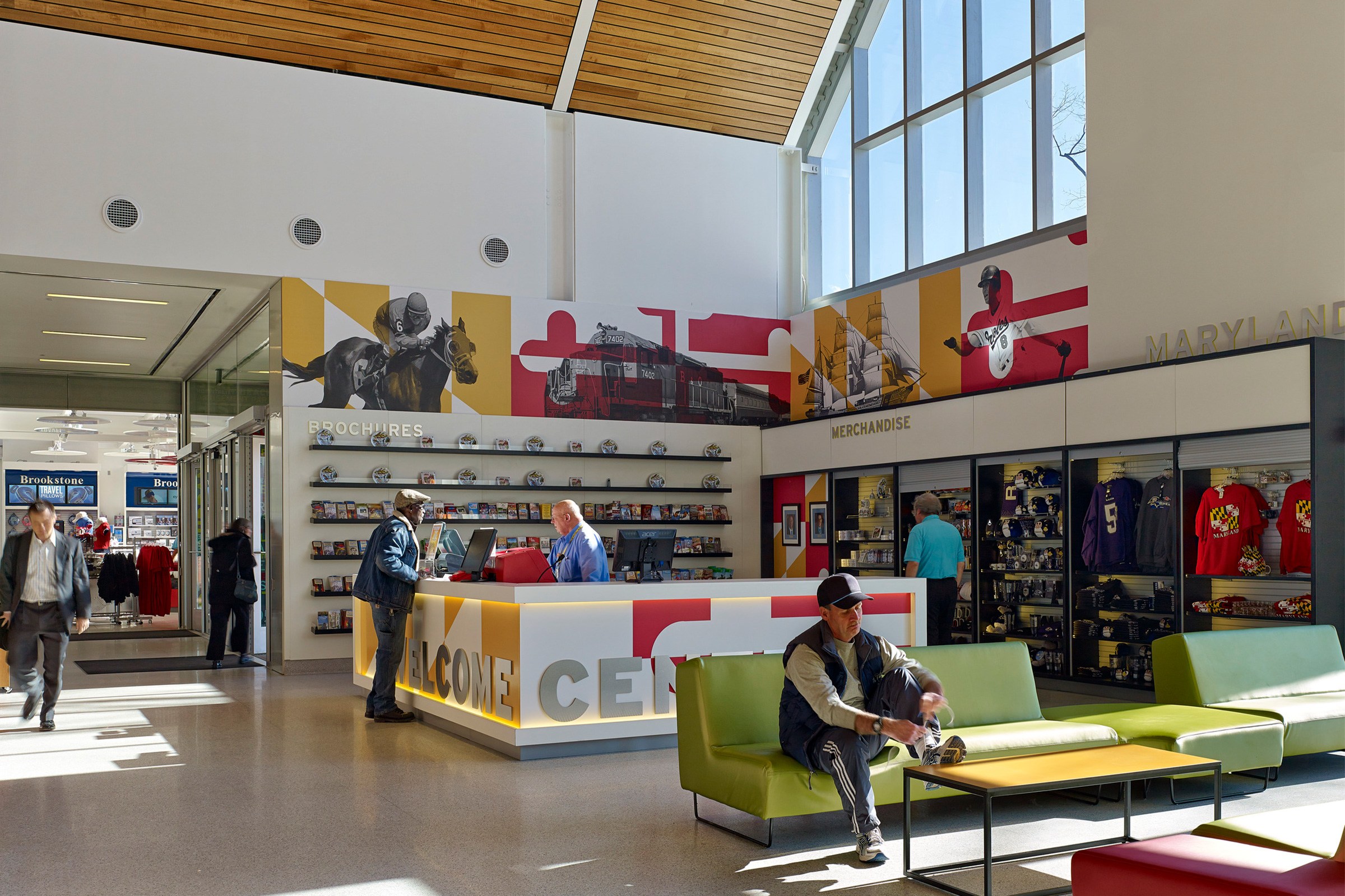 Environmental graphic design for a retail area of the Maryland House Travel Plaza for AREAS USA.