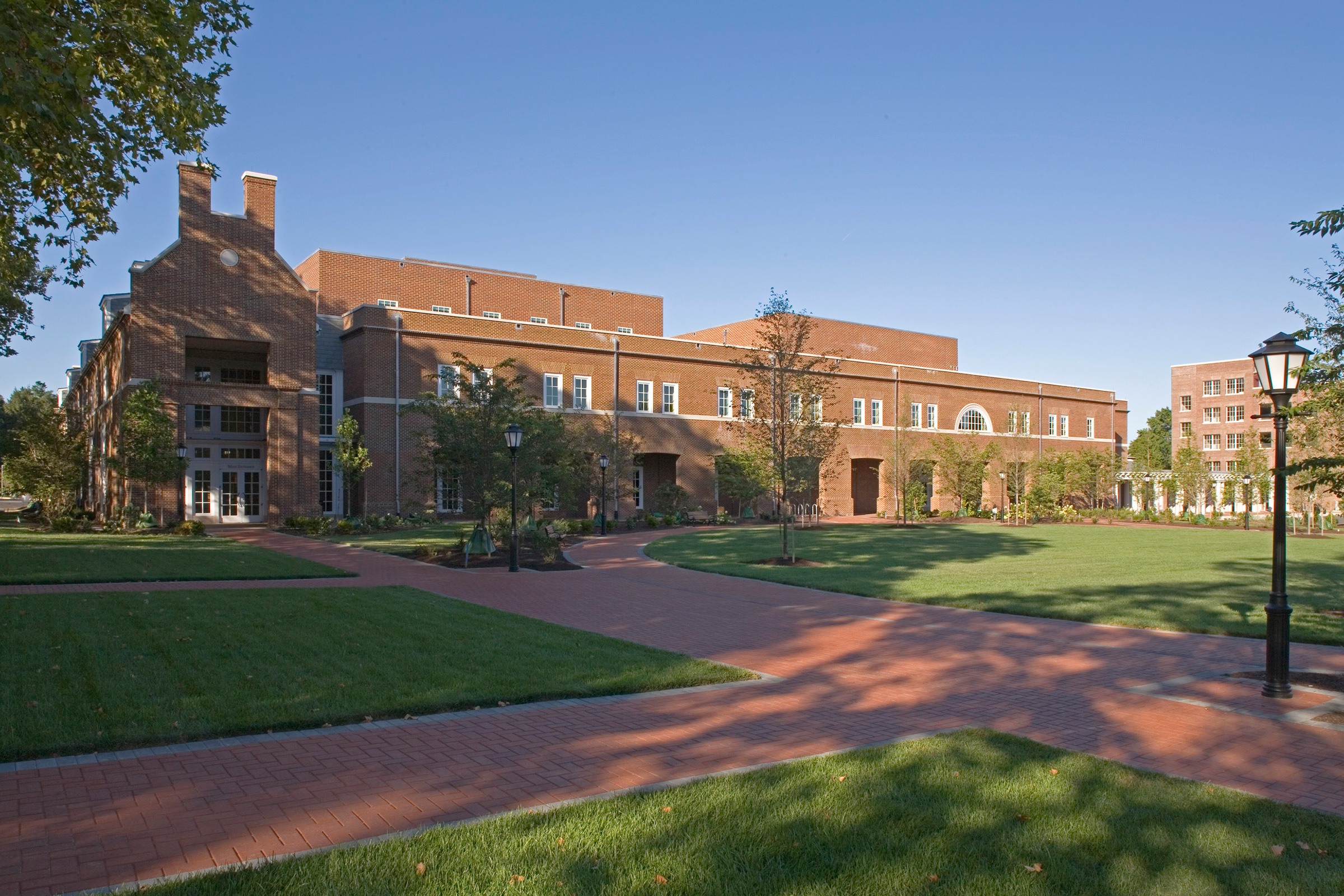 Roselle Center for the Performing Arts at University of Delaware brick front facade
