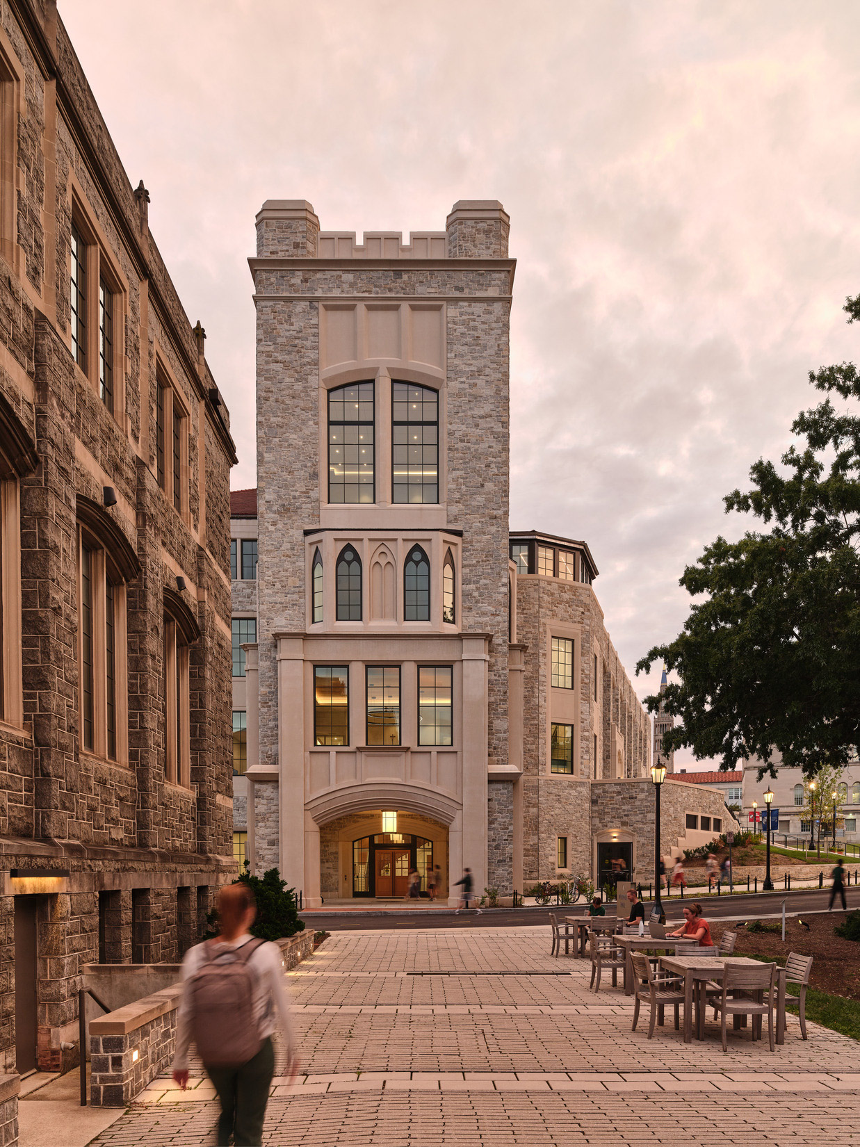 A side view of the Conway School of Nursing at The Catholic University of America