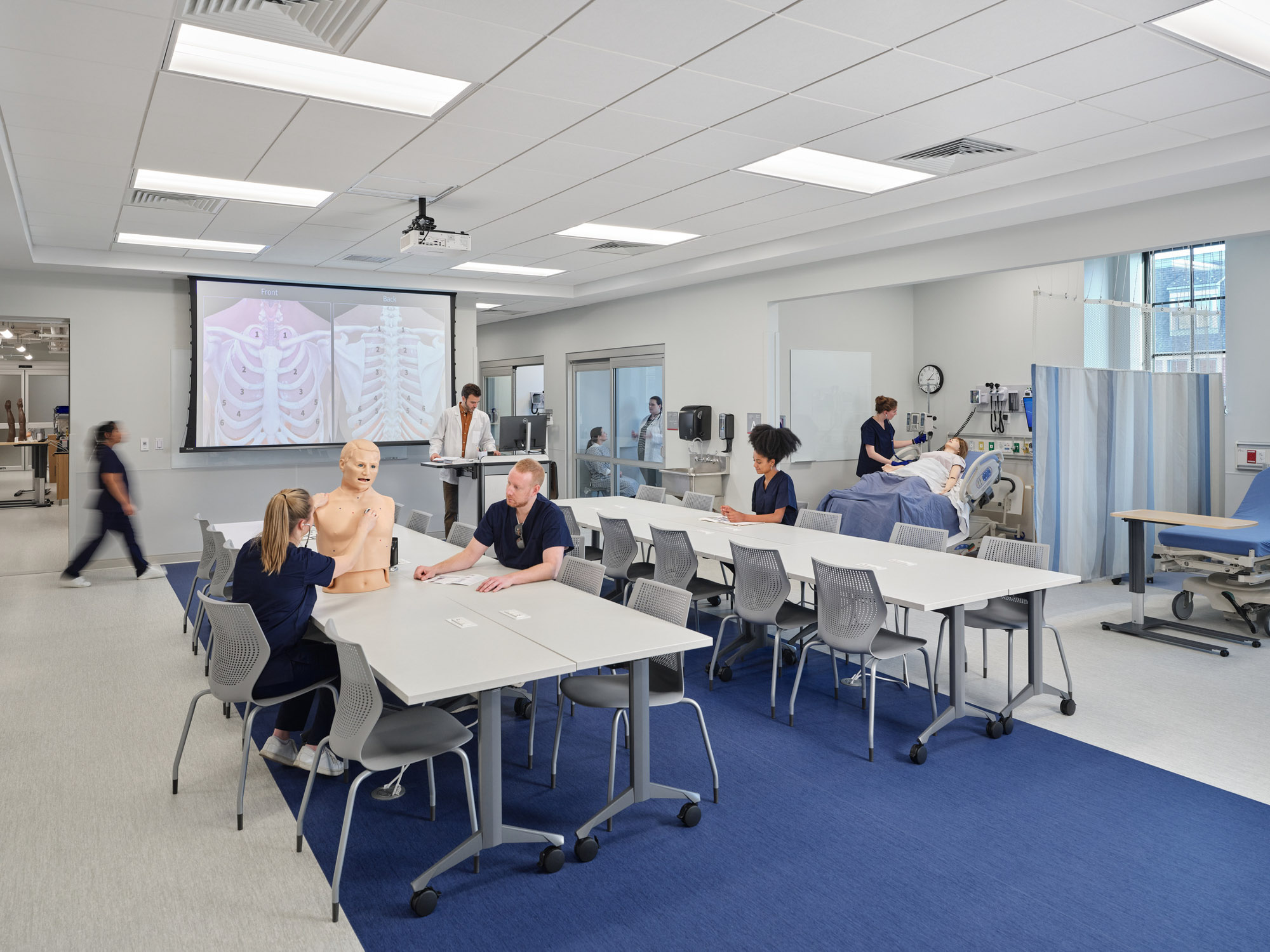 A simulation classroom within The Catholic University of America Conway School of Nursing