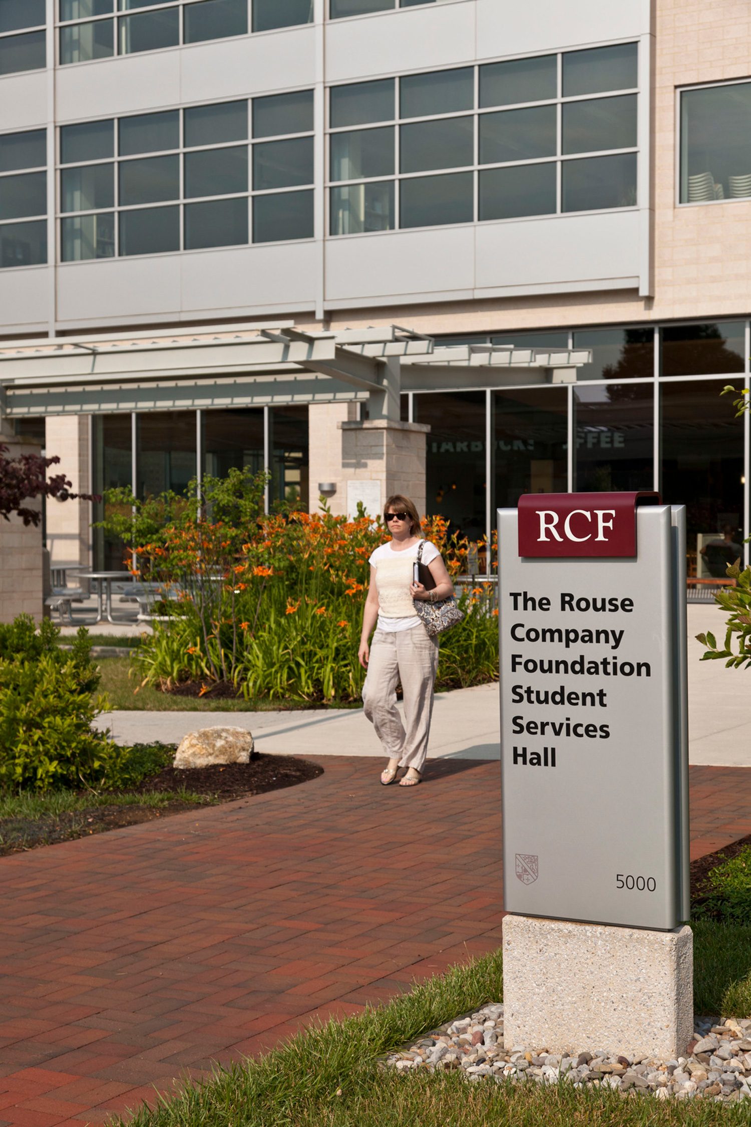 Building identification sign.