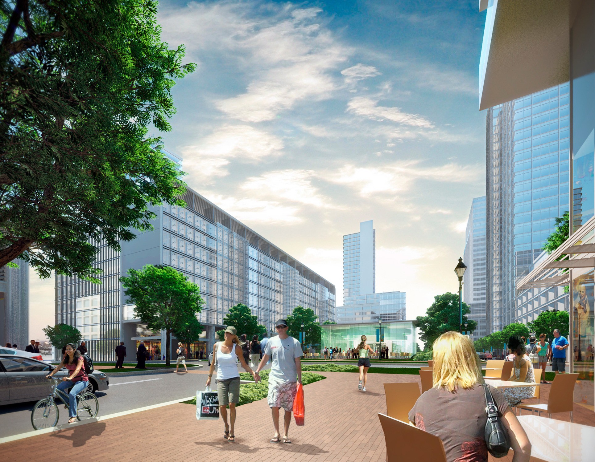 Rendering of redesigned city block.