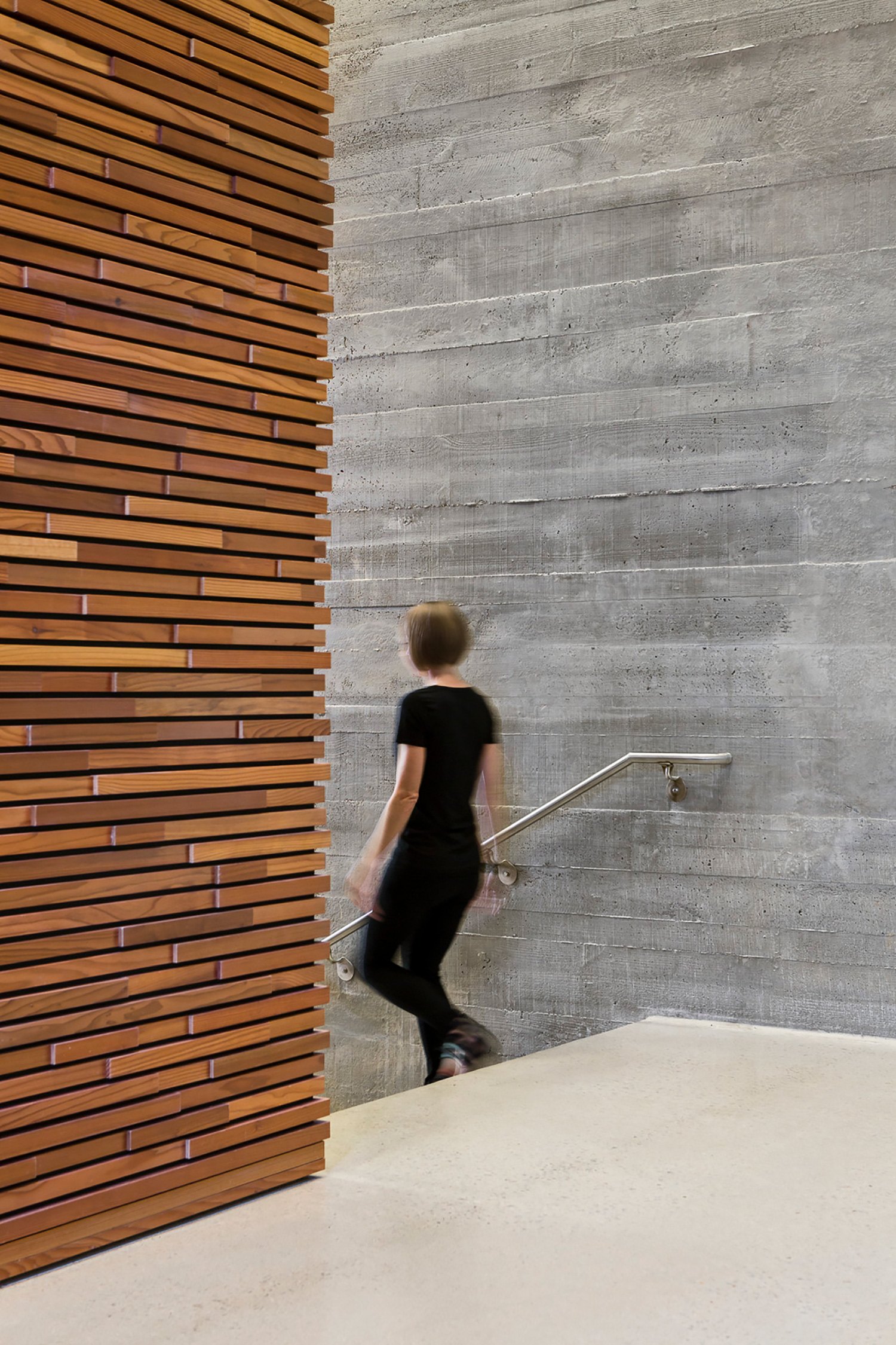 Interior view of a stair in 650 Lincoln at the University of South Carolina.