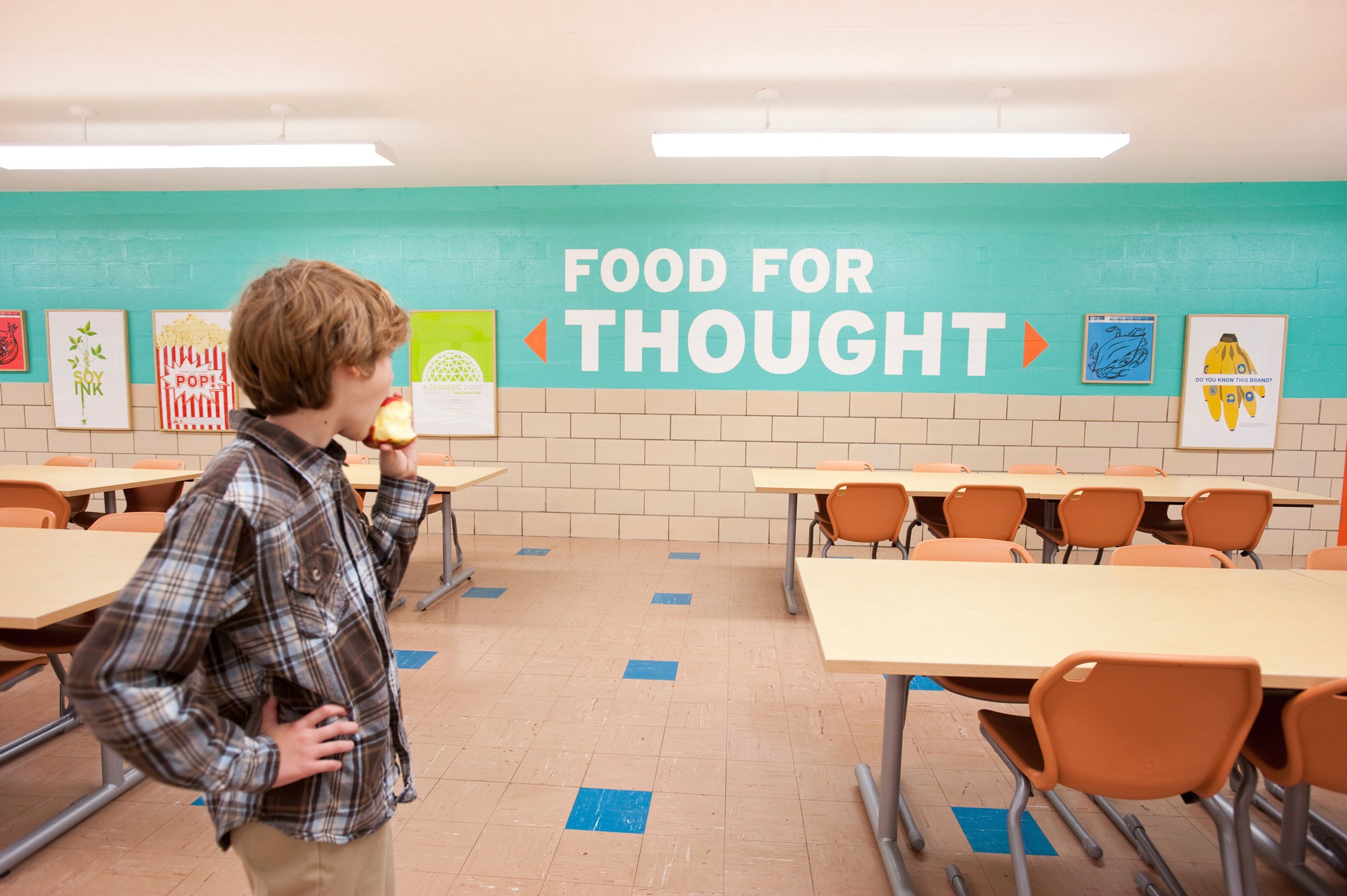 Feature wall at middle school cafeteria