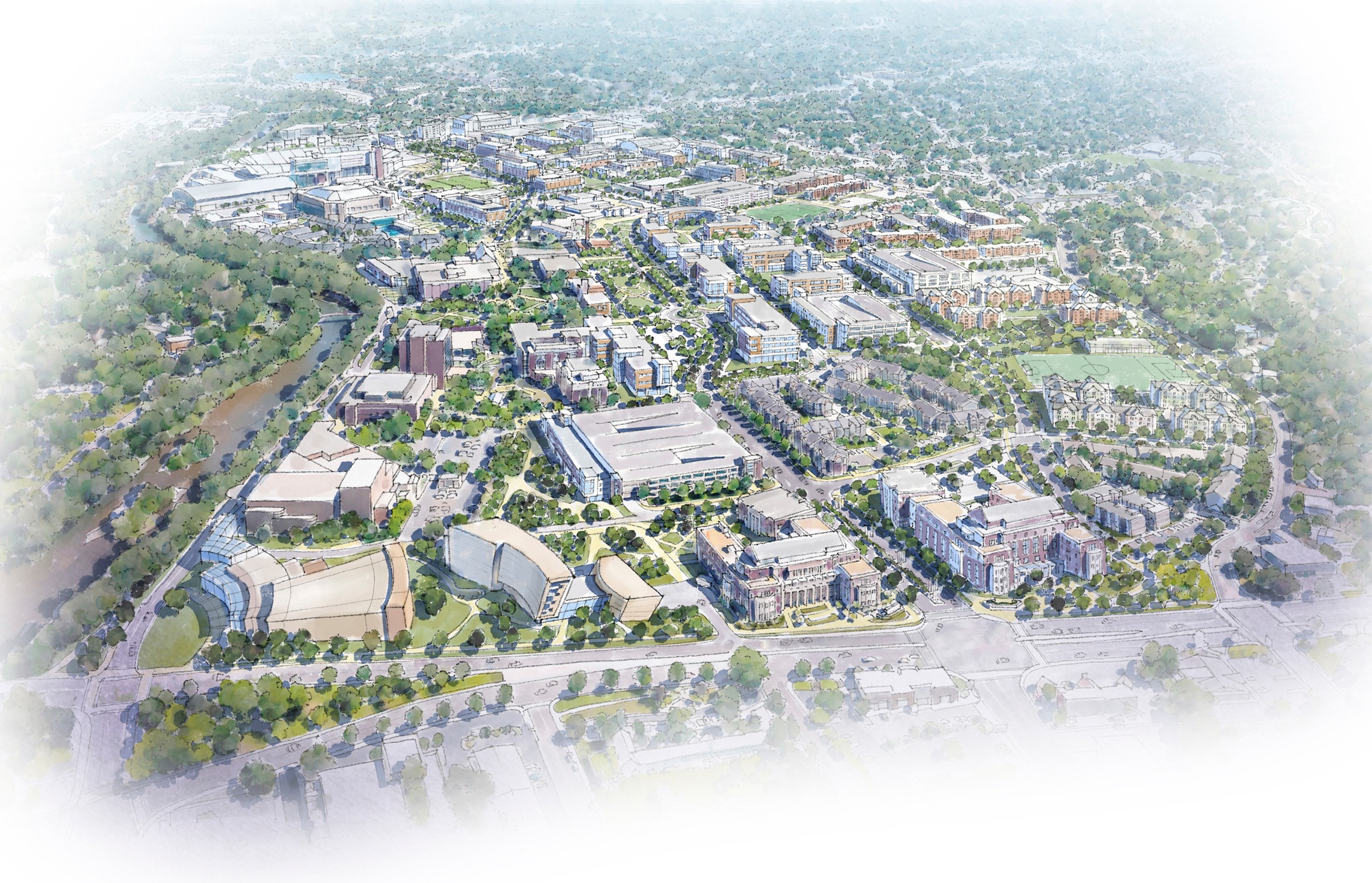 Illustrative rendered plan for Boise State University’s Campus Master Plan