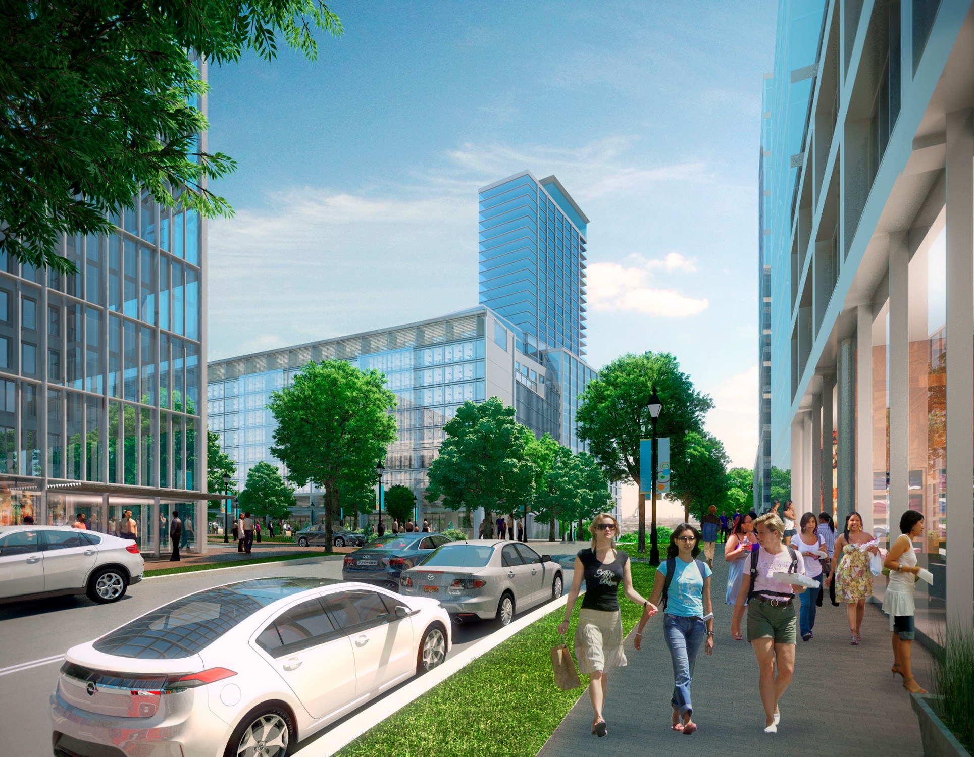 Rendering of redesigned city block.