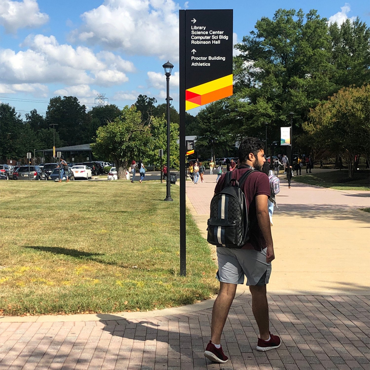 Pedestrian signage and wayfinding decorative banners