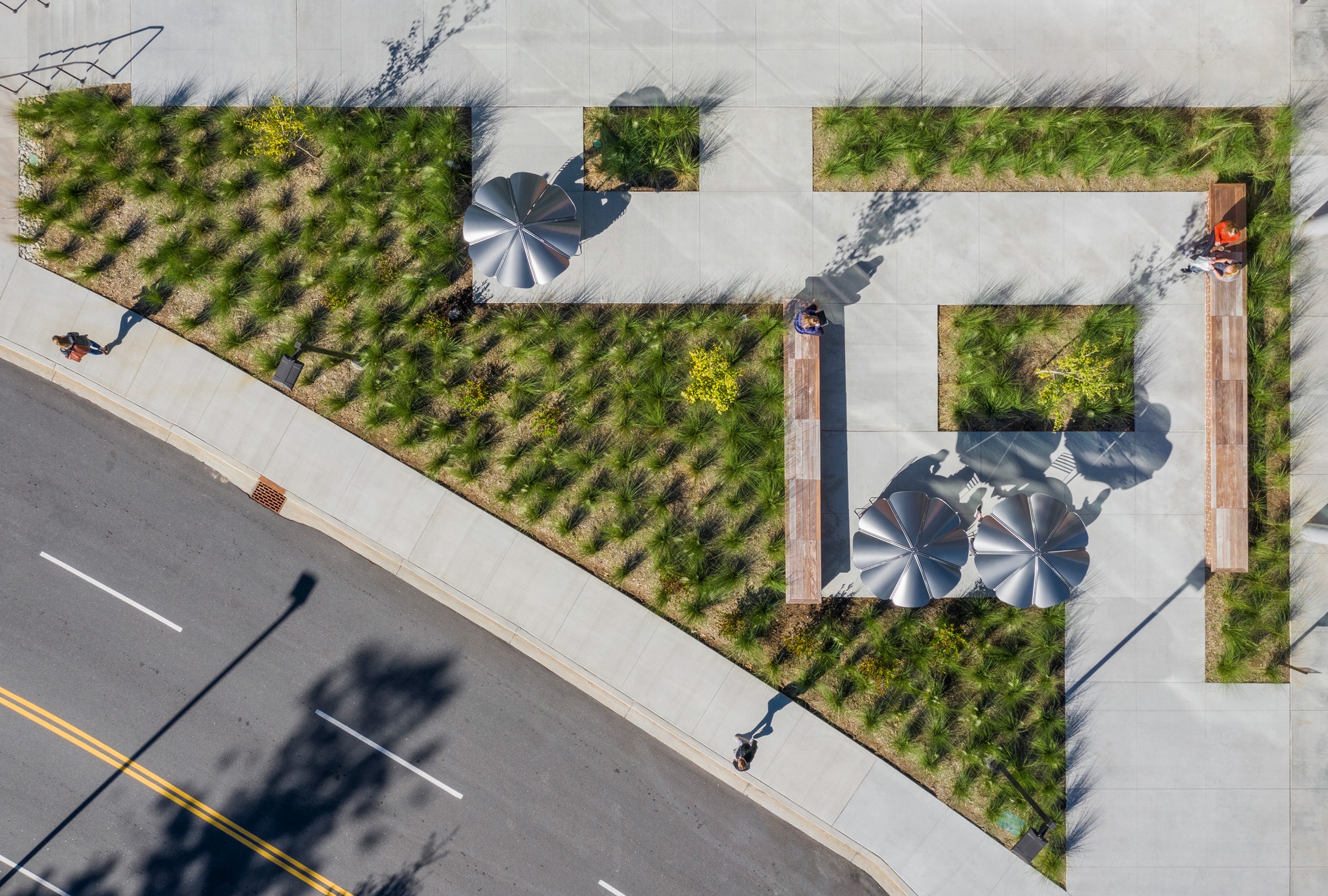 Aerial view the landscape architecture at Douthit Hills Development at Clemson University featuring...