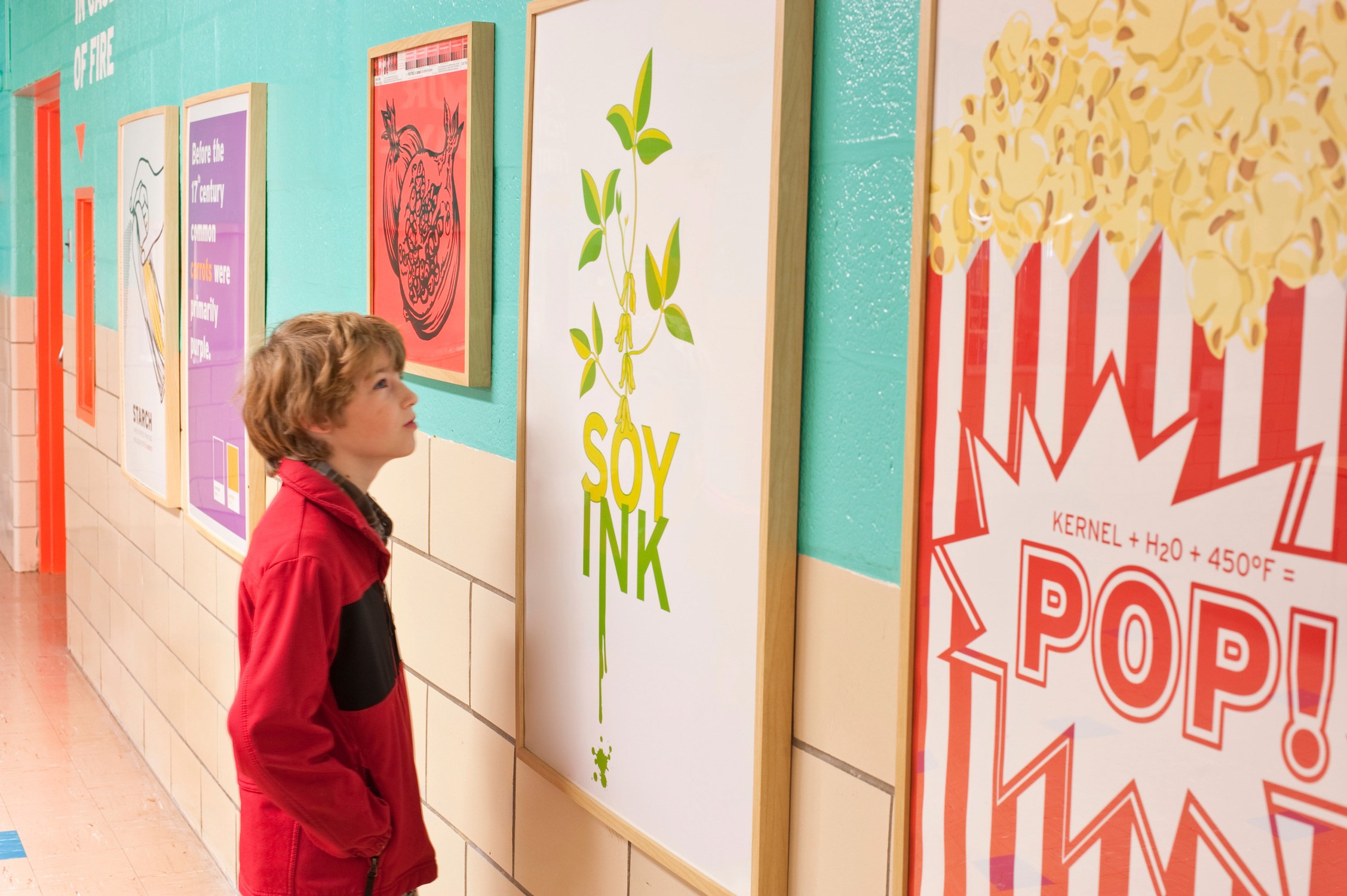 Feature wall at middle school cafeteria