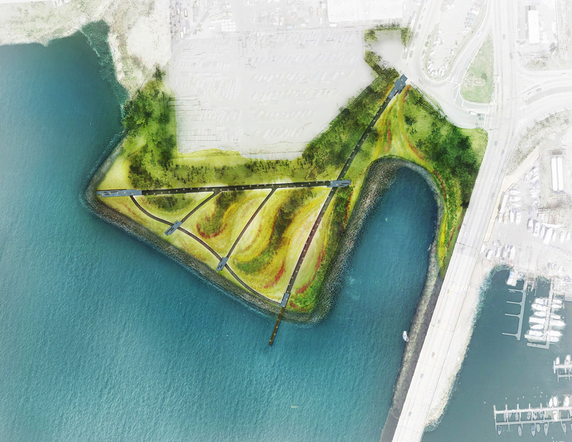 Two dimensional plan view of the National Aquarium West Covington Park