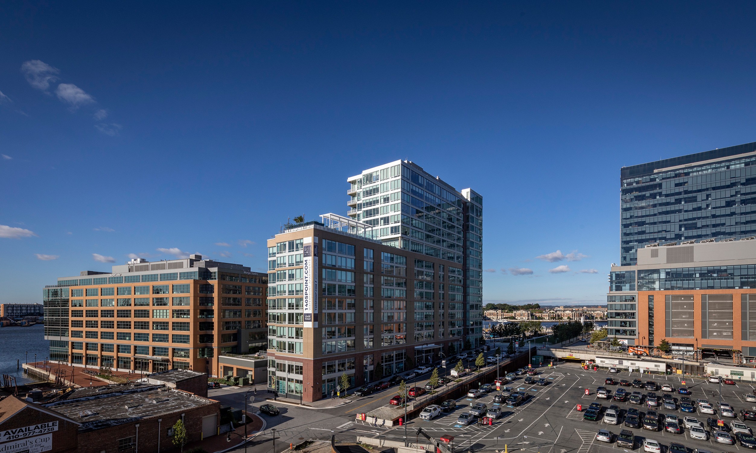 North façade of modern apartment building