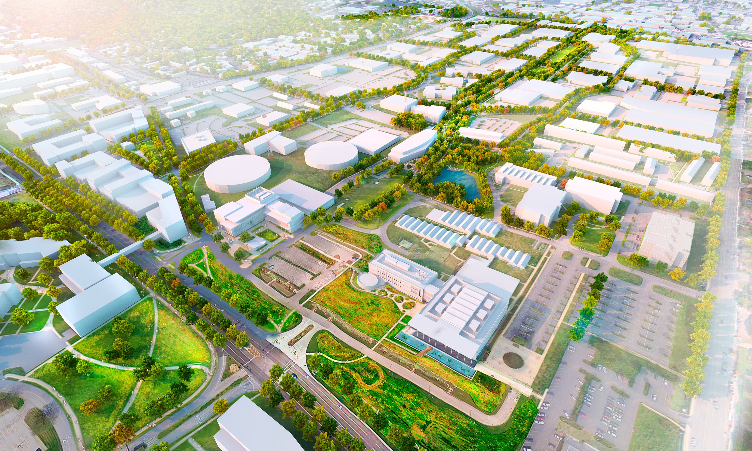 Bird’s eye rendering of the master plan for Danforth Plant Bioscience and Technology Center for...