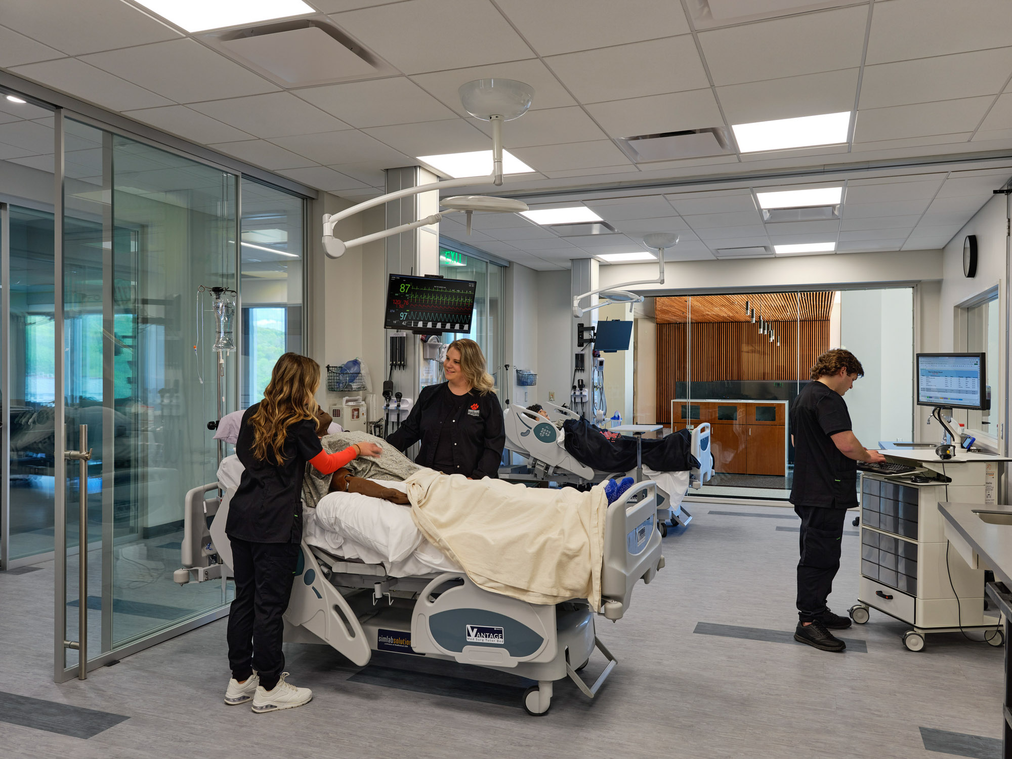 A nursing simulation room at the Frostburg State University Education and Health Sciences Center