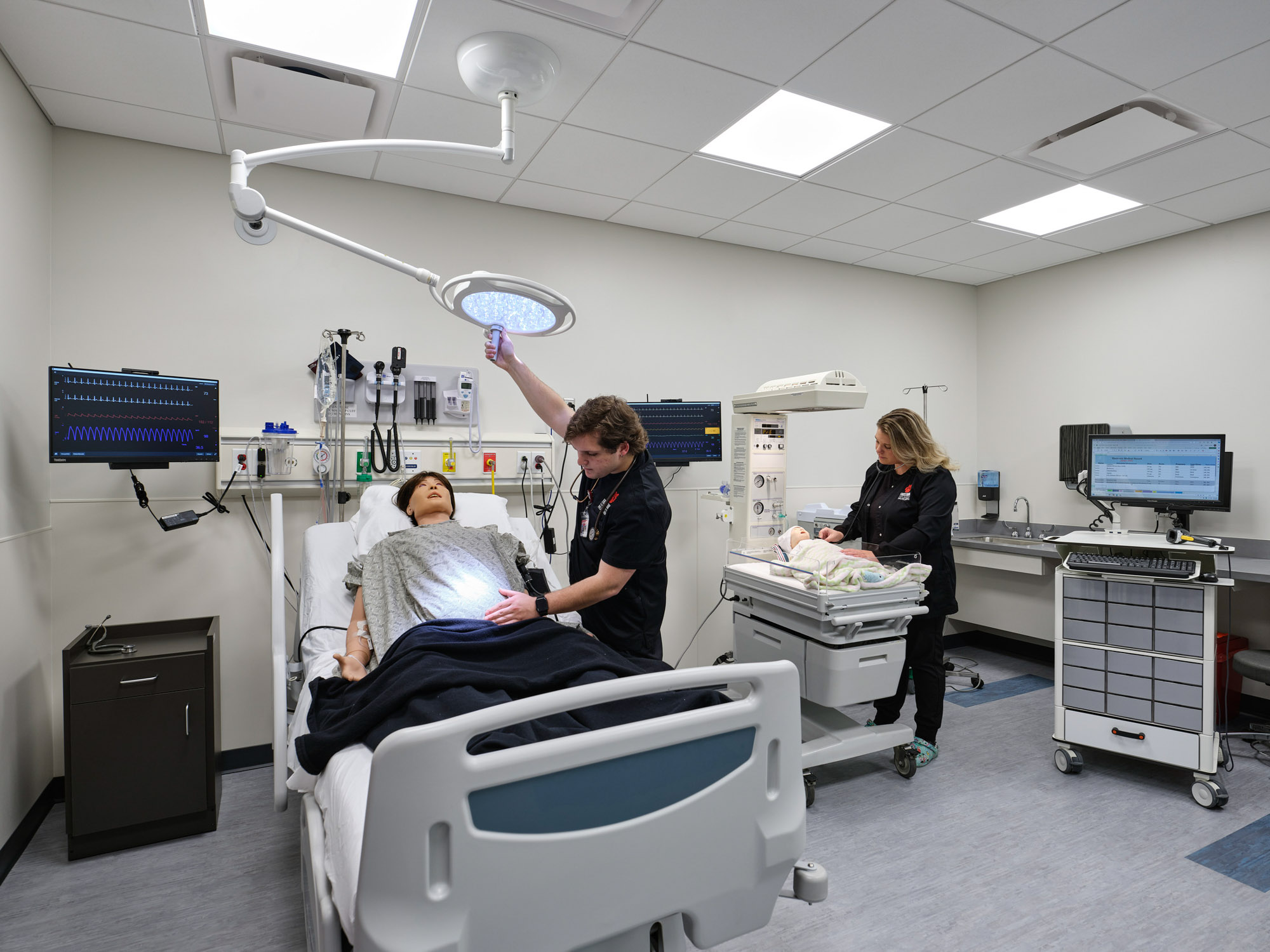A nursing simulation lab in Frostburg State University's Education and Health Sciences Center