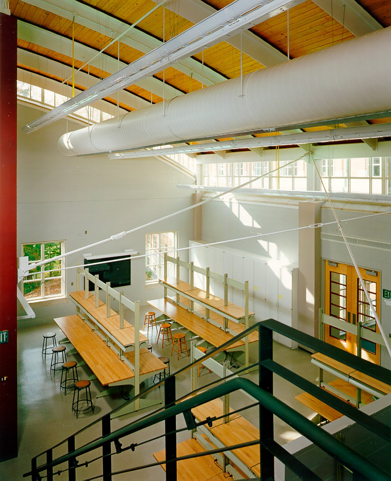 Bird’s eye view of a laboratory classroom at the Johns Hopkins University Physics and Astronomy...