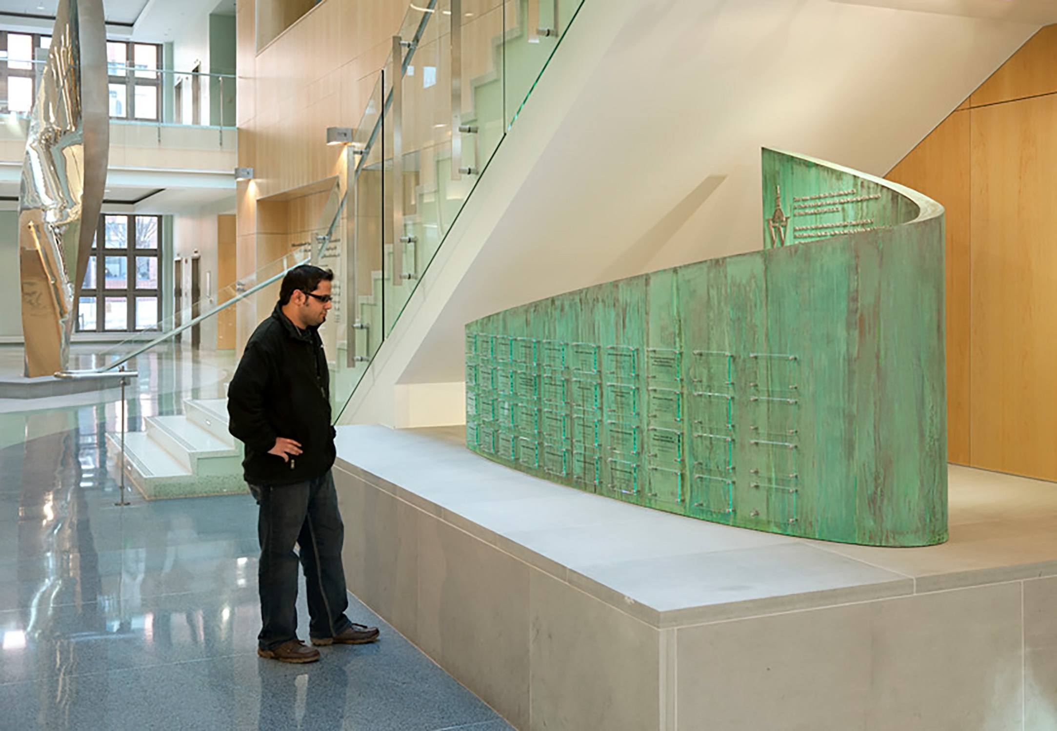 Interior custom donor sculpture for the Wilmer Eye Institute for Johns Hopkins Health System