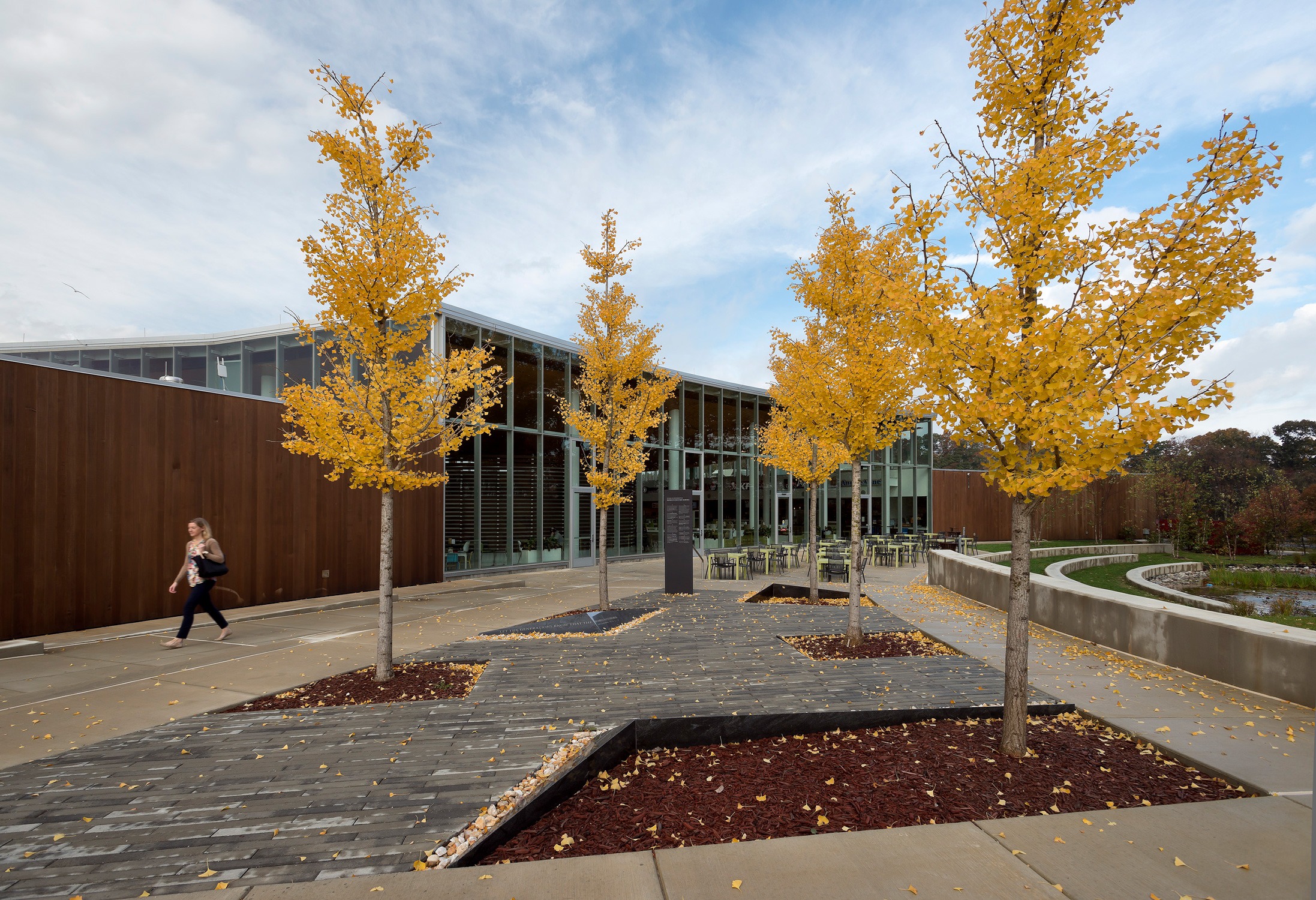Maryland Women in Military Service Monument showing Chesapeake House and landscape context.
