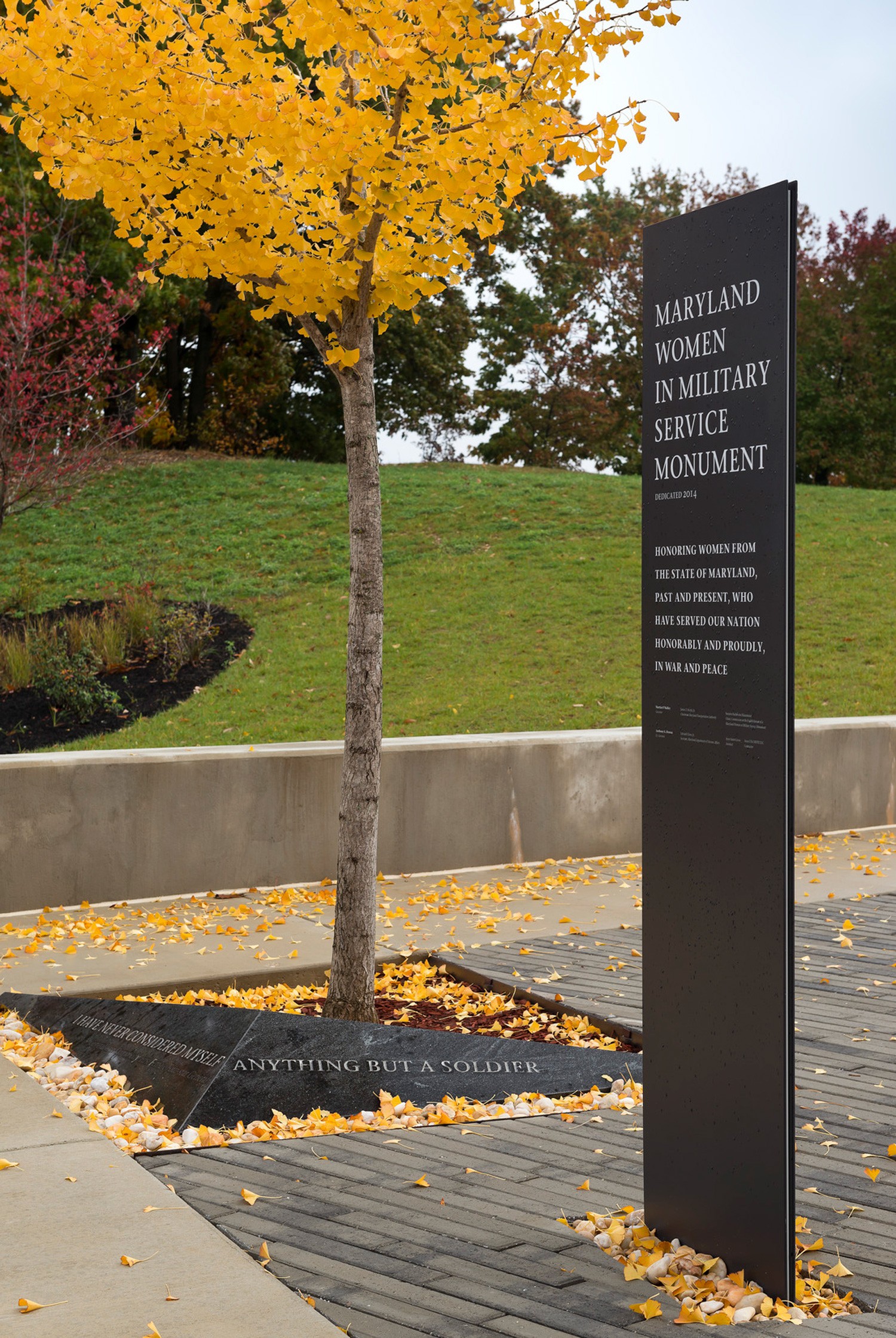 Maryland Women in Military Service Monument showing detail.