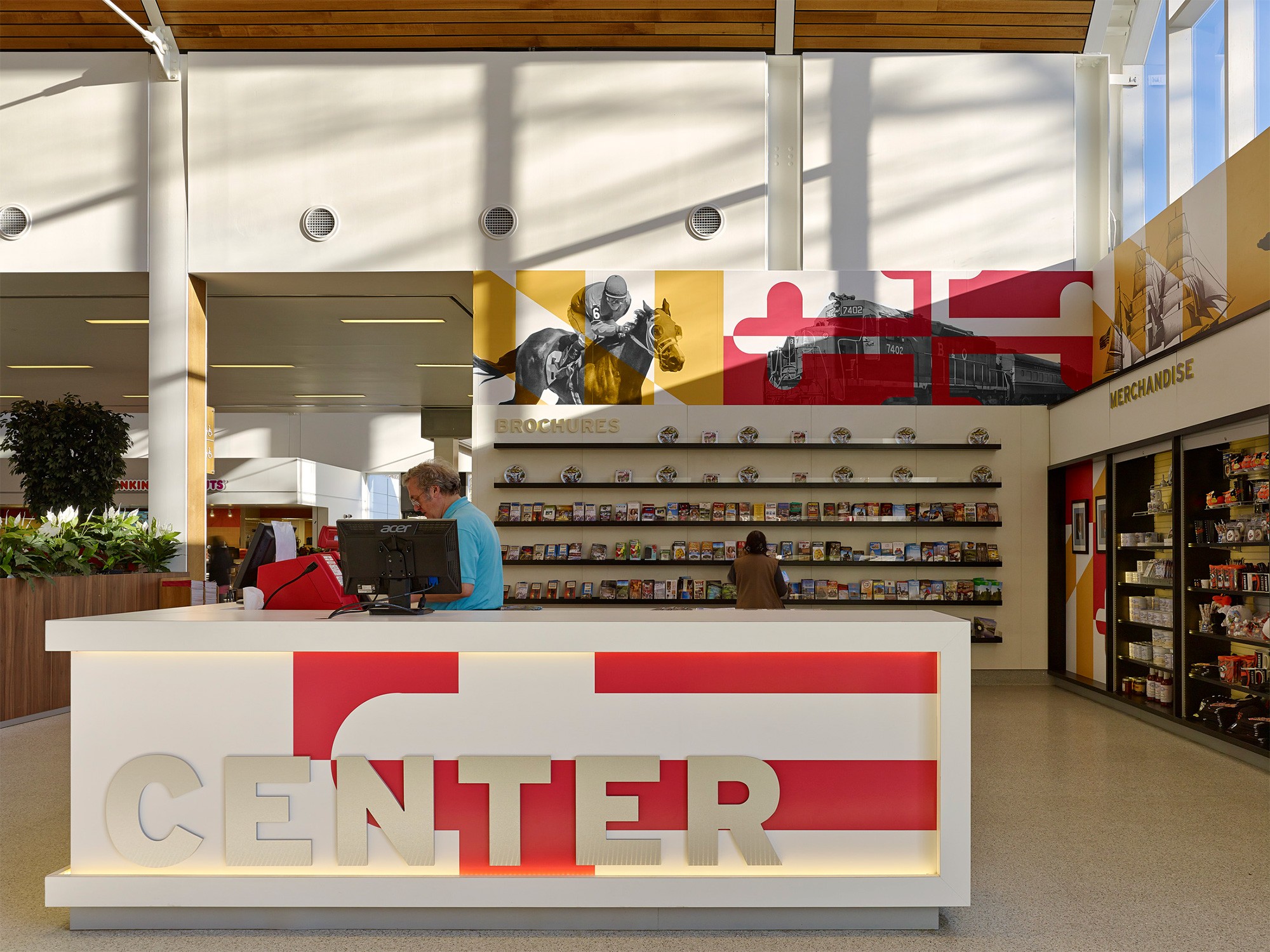 Environmental graphic design for a retail area of the Maryland House Travel Plaza for AREAS USA.