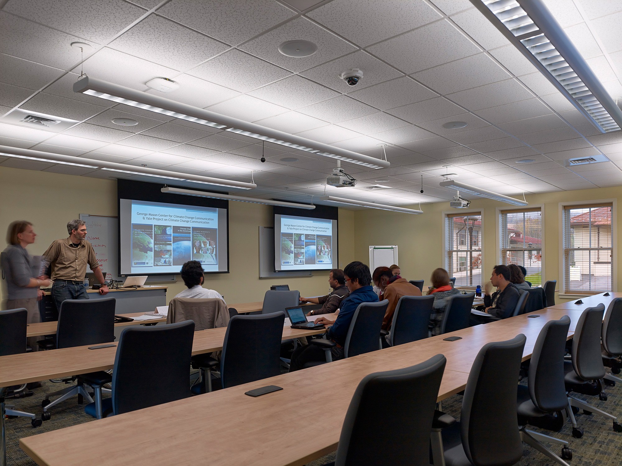 A lecture-style classroom provides learning opportunities for graduate students at the Education...