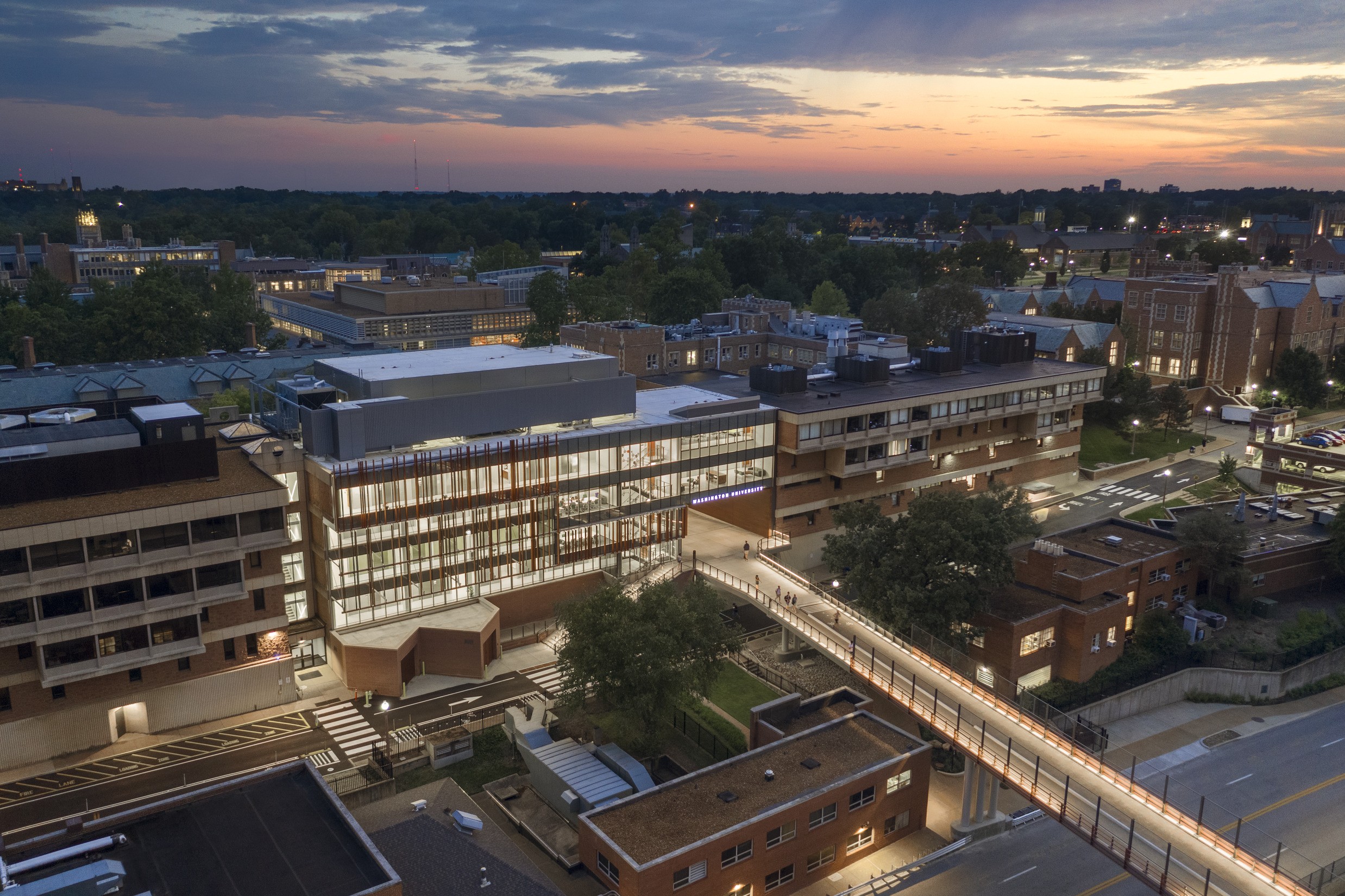 Bryan Hall and Pedestrian Bridge at Washington University in St. Louis