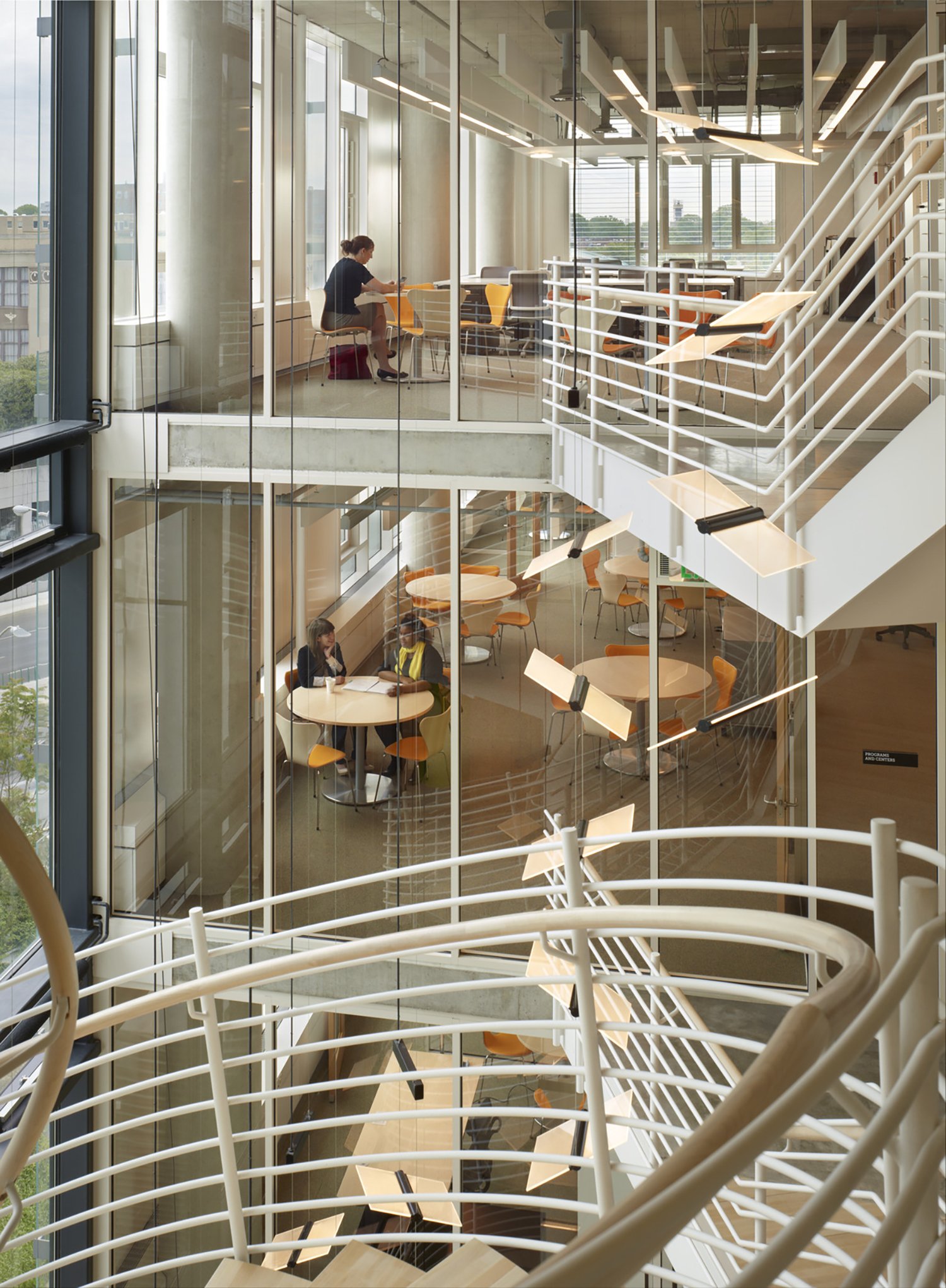 Interior glass partitions in the John and Frances Angelos Law Center at University of Baltimore