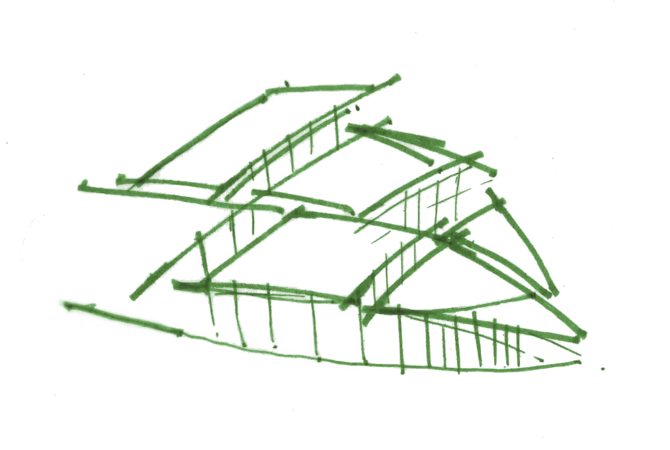 Massing sketch for the University of Delaware Interdisciplinary Science & Engineering Laboratory