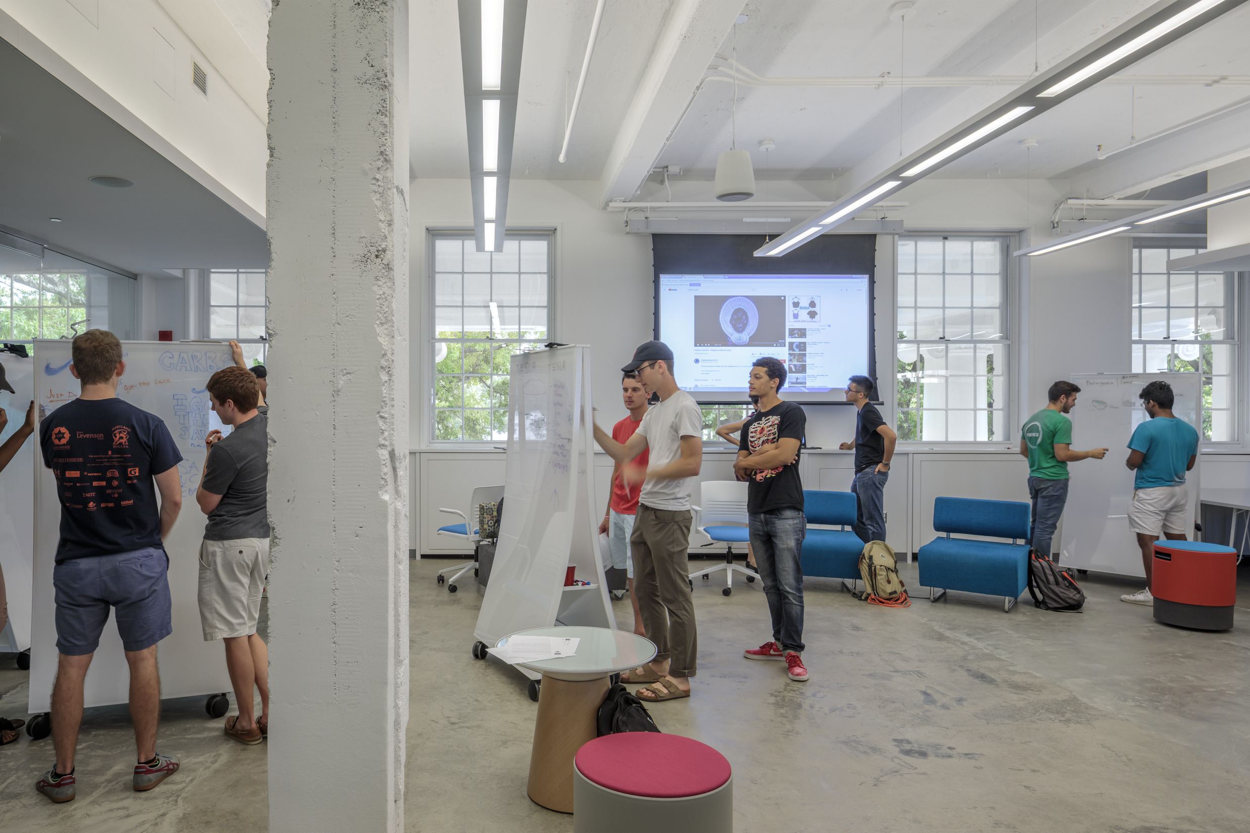 Open, informal learning space in the Edward St. John Learning and Teaching Center at the University...