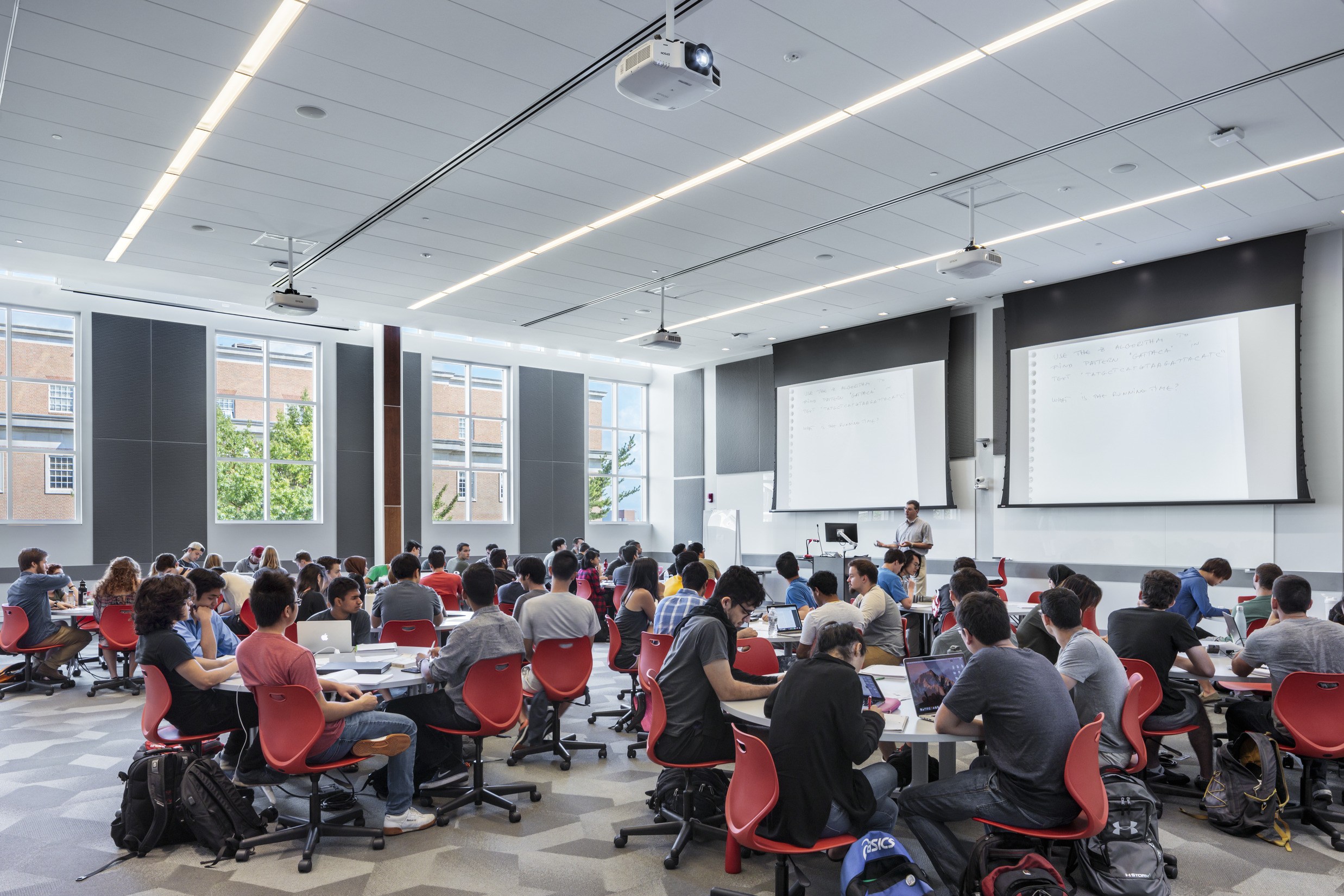 Flat-floor flexible classroom at the Edward St. John Learning and Teaching Center at the University...