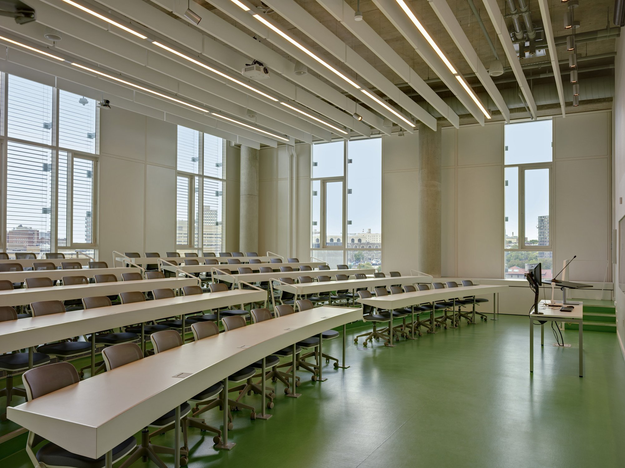 Tiered classroom at the John and Frances Angelos Law Center at University of Baltimore