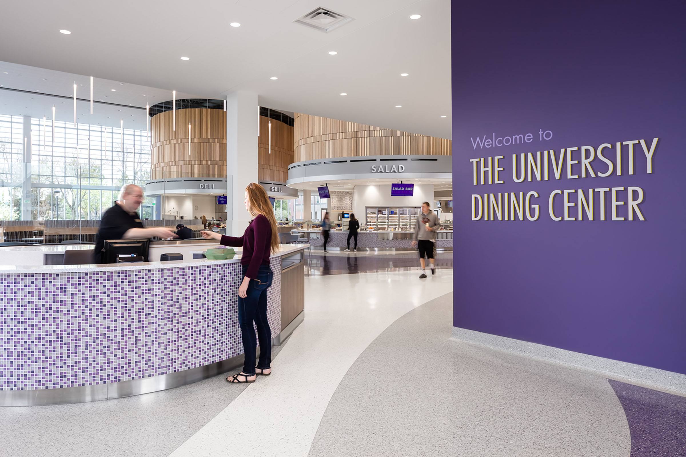 EGD - Central feature wall with monochromatic University and dining-specific messaging - Minnesota...