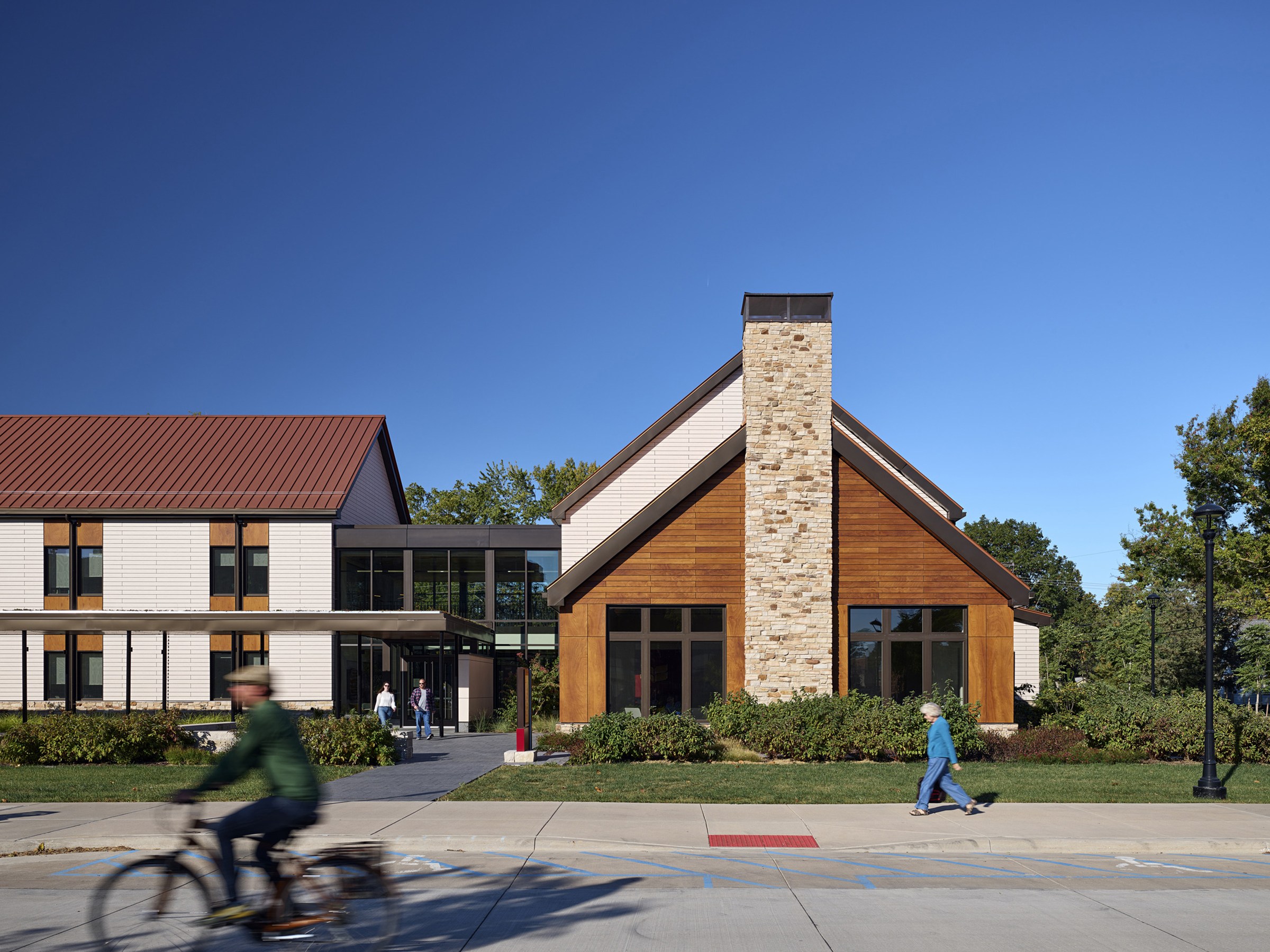 Grinnell College Admissions Building Exterior with chimney