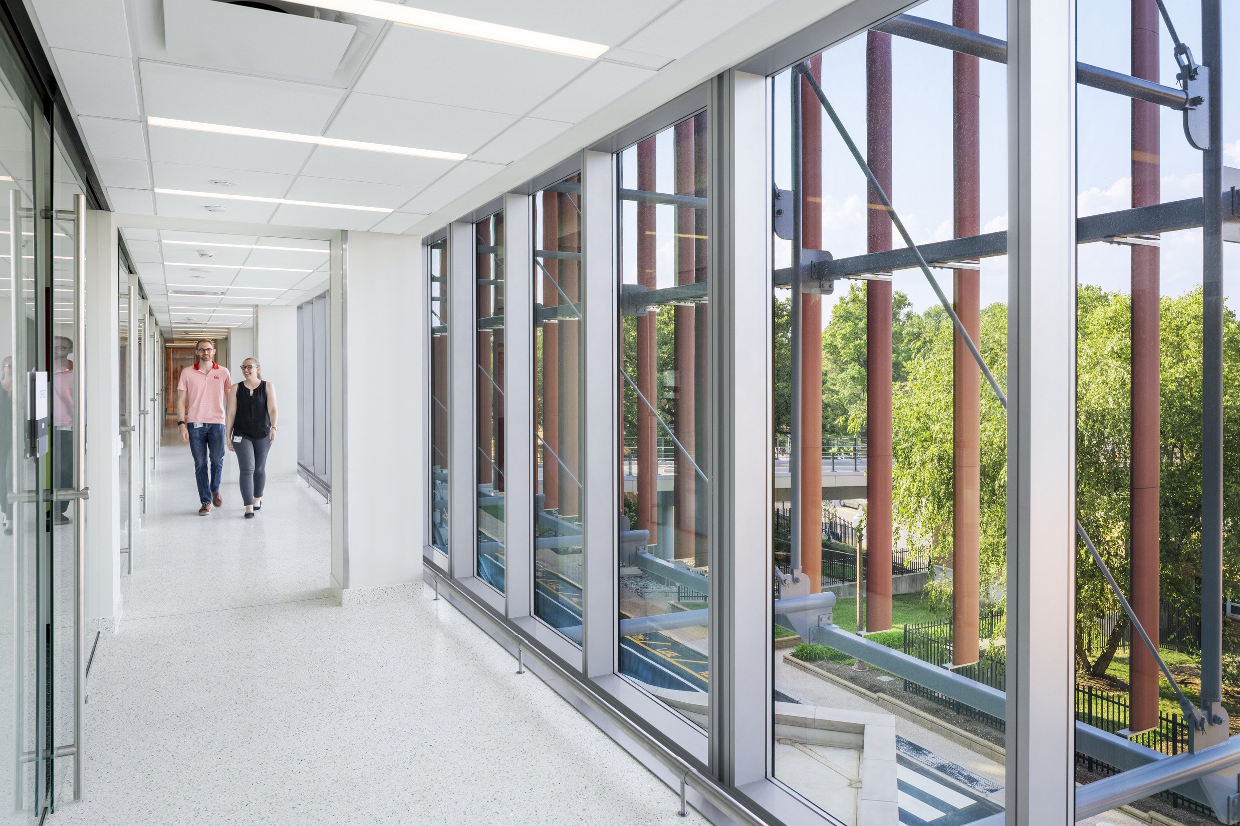New north-facing corridor provides daylight and views at Bryan Hall at Washington University in...