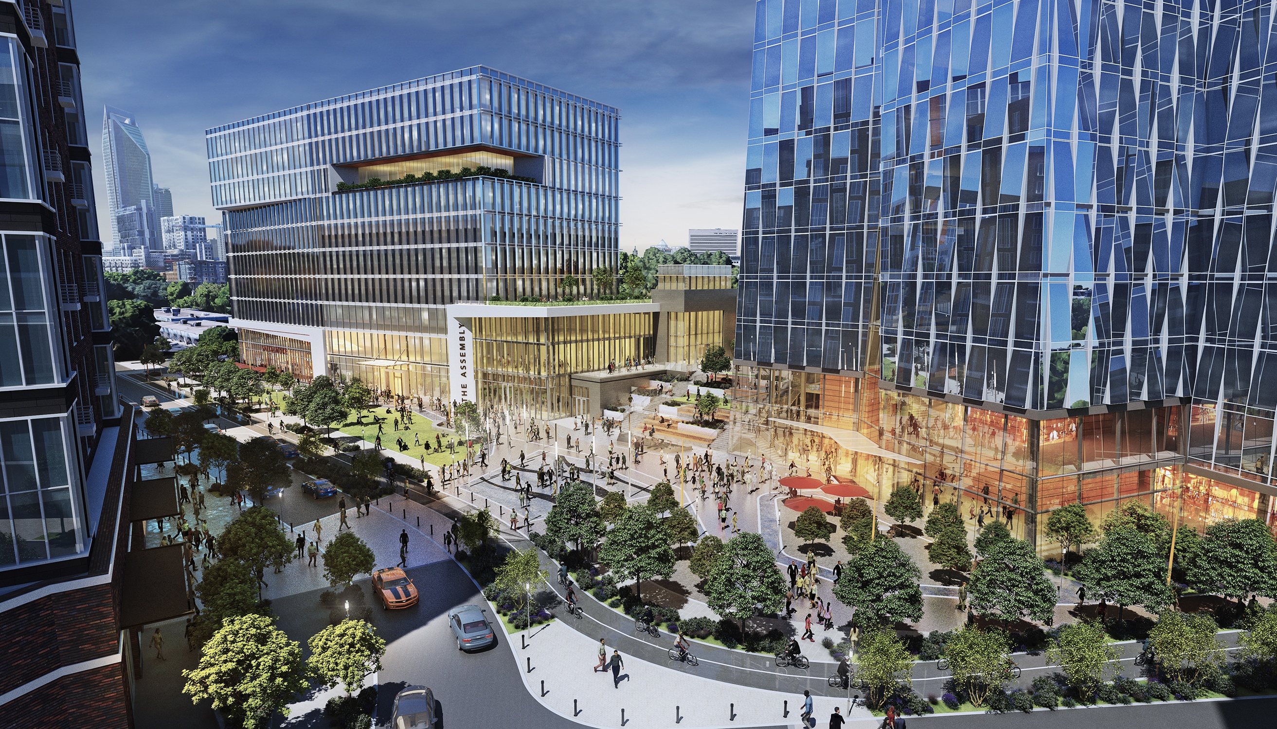 Rendering of the Charlotte Knowledge Community central plaza