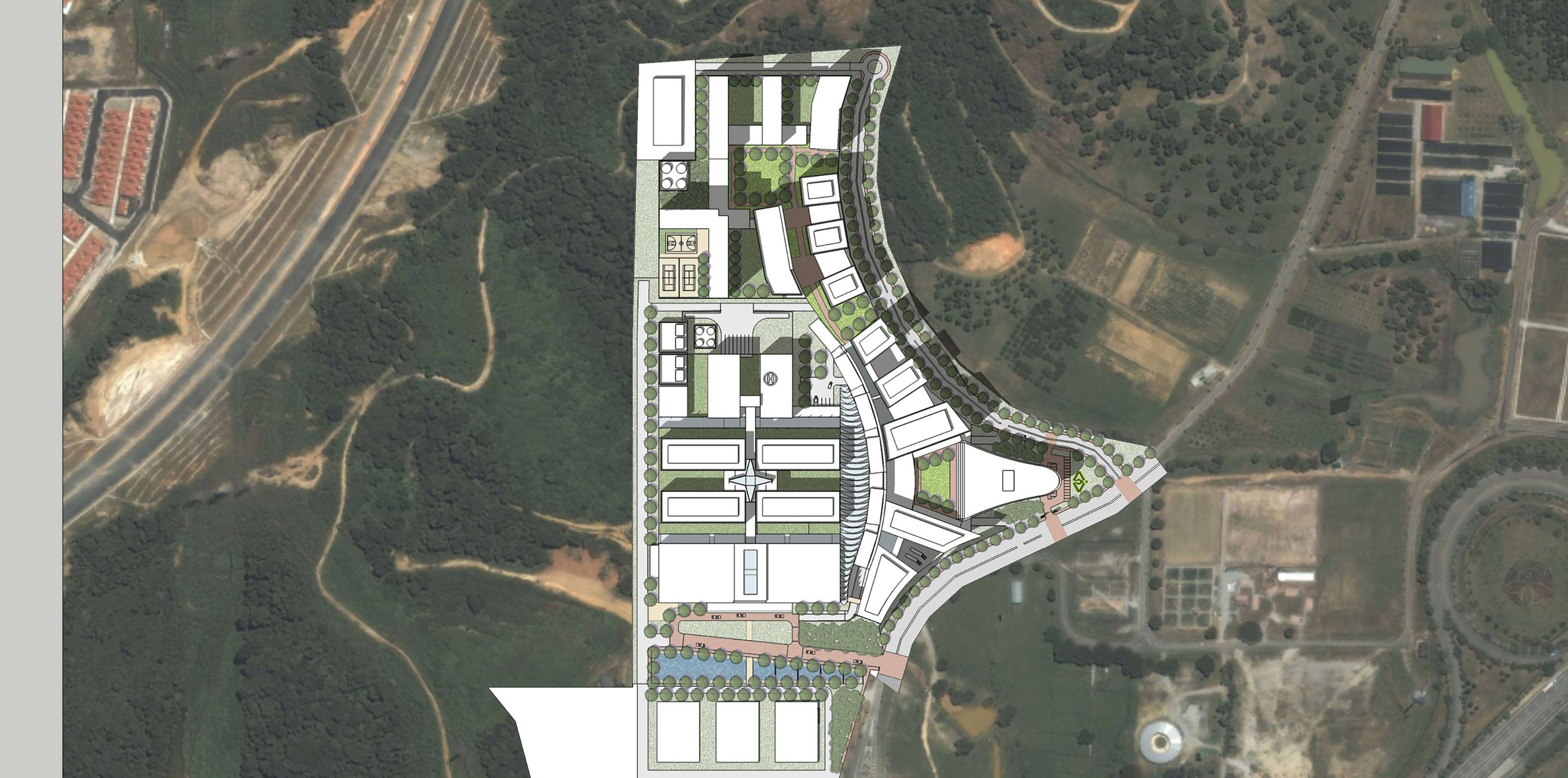 2-D drawing of the master plan for Perdana University Graduate School of Medicine for Johns Hopkins...