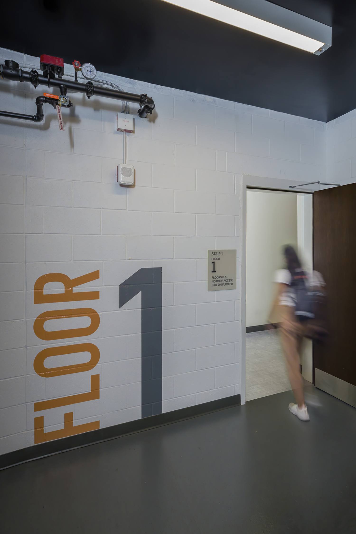 Each floor of Silverstein Hall at Denison University has a color associated with it that is carried...