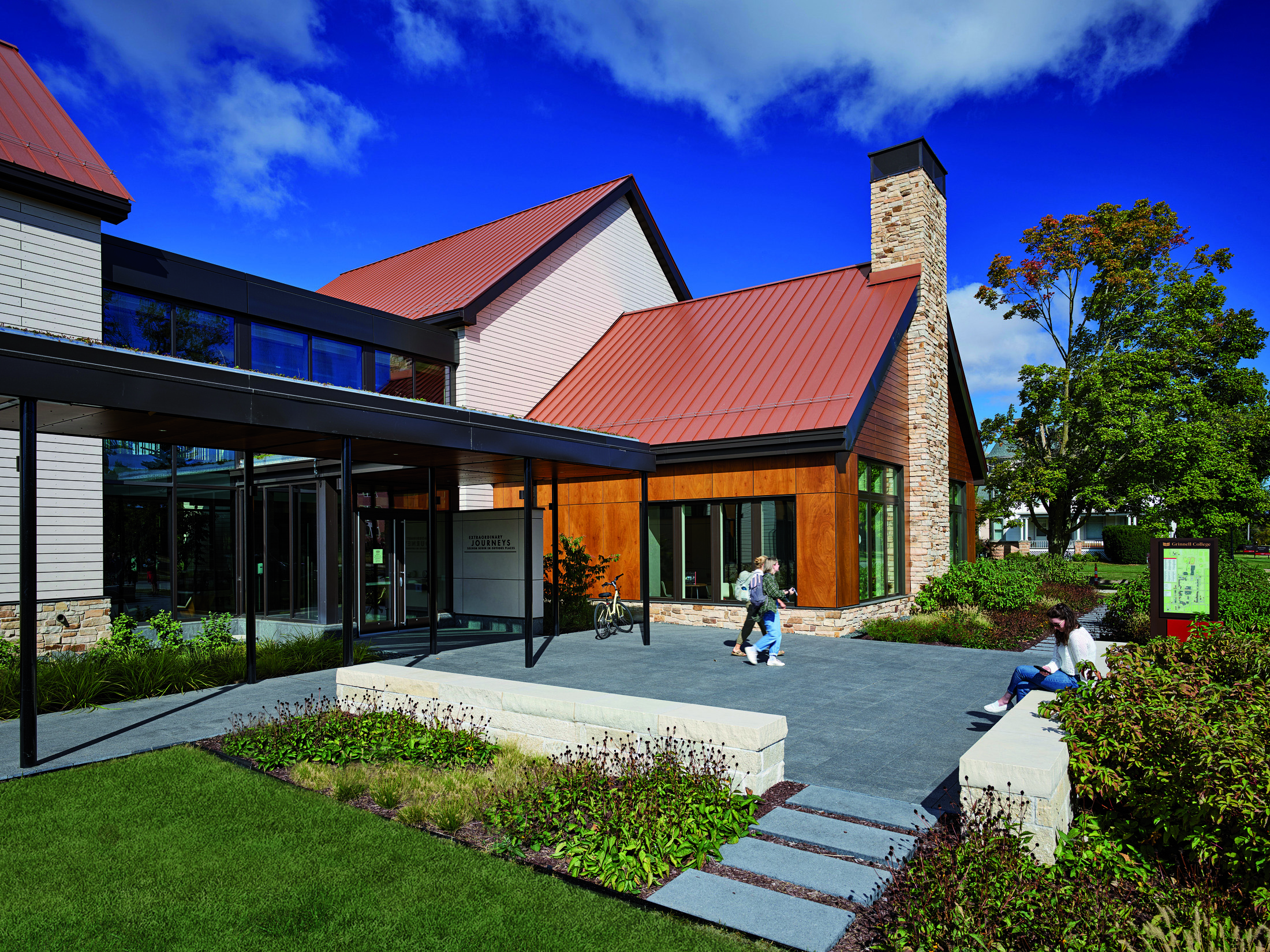 Grinnell College Admissions Building Exterior with plaza