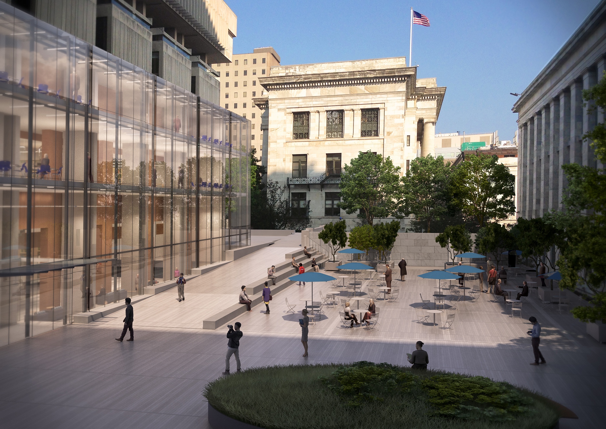 View of courtyard at Harvard Medical School